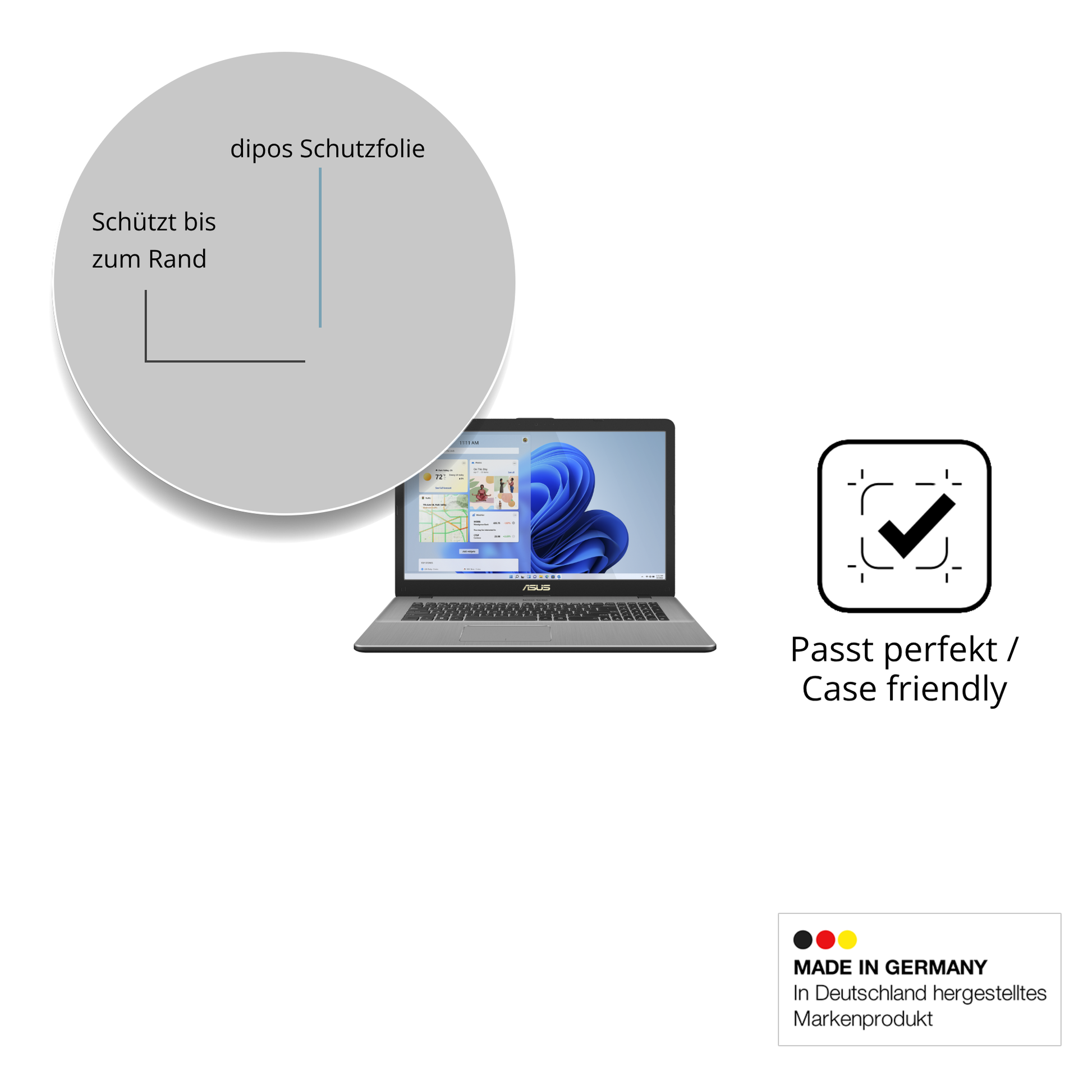 Besonders flexibler Displayschutz mit Anti-Shock-Schicht im Materialmix