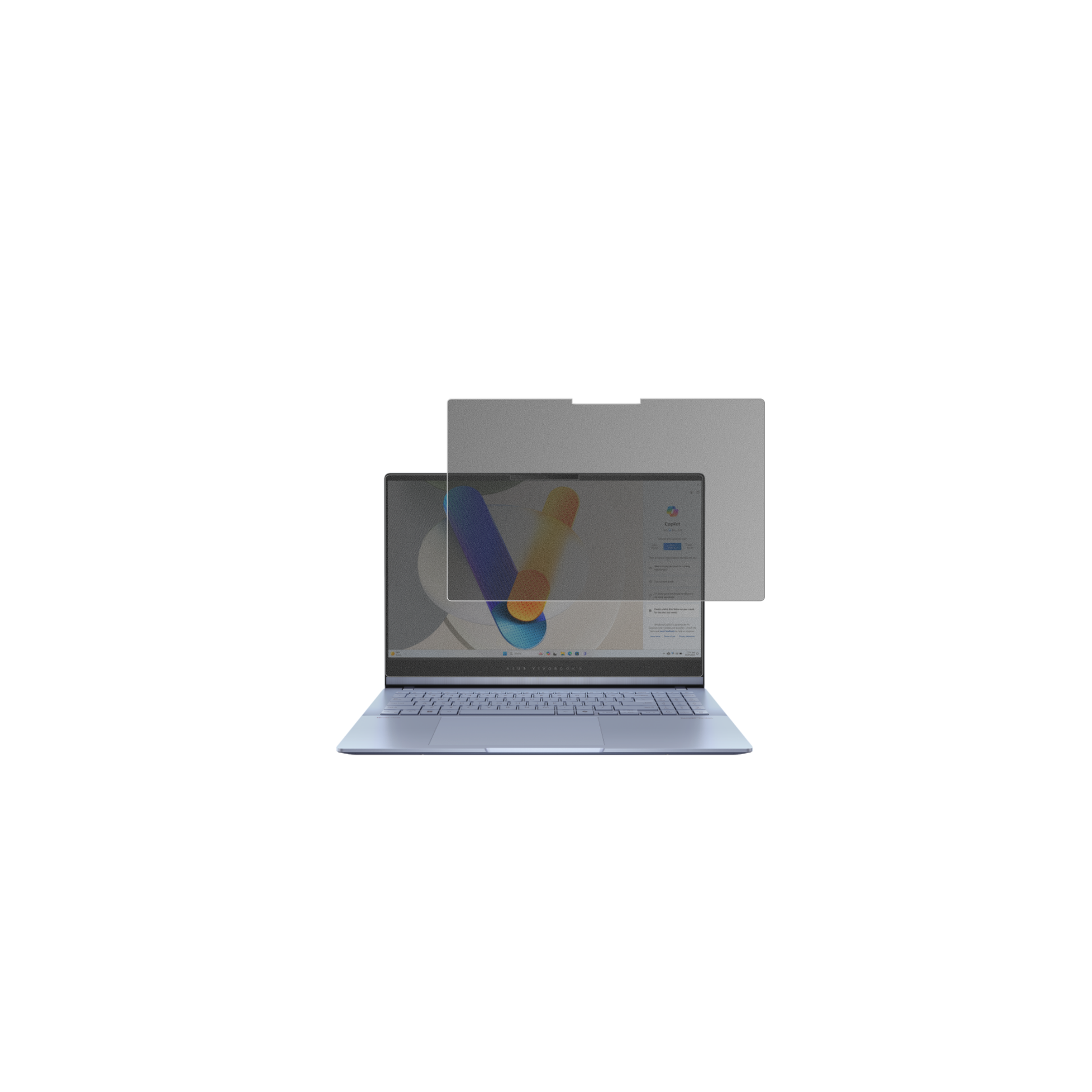 asusvivobook s15 mit aufgebrachtem dipos Displayschutz, der seitliche Einblicke blockiert