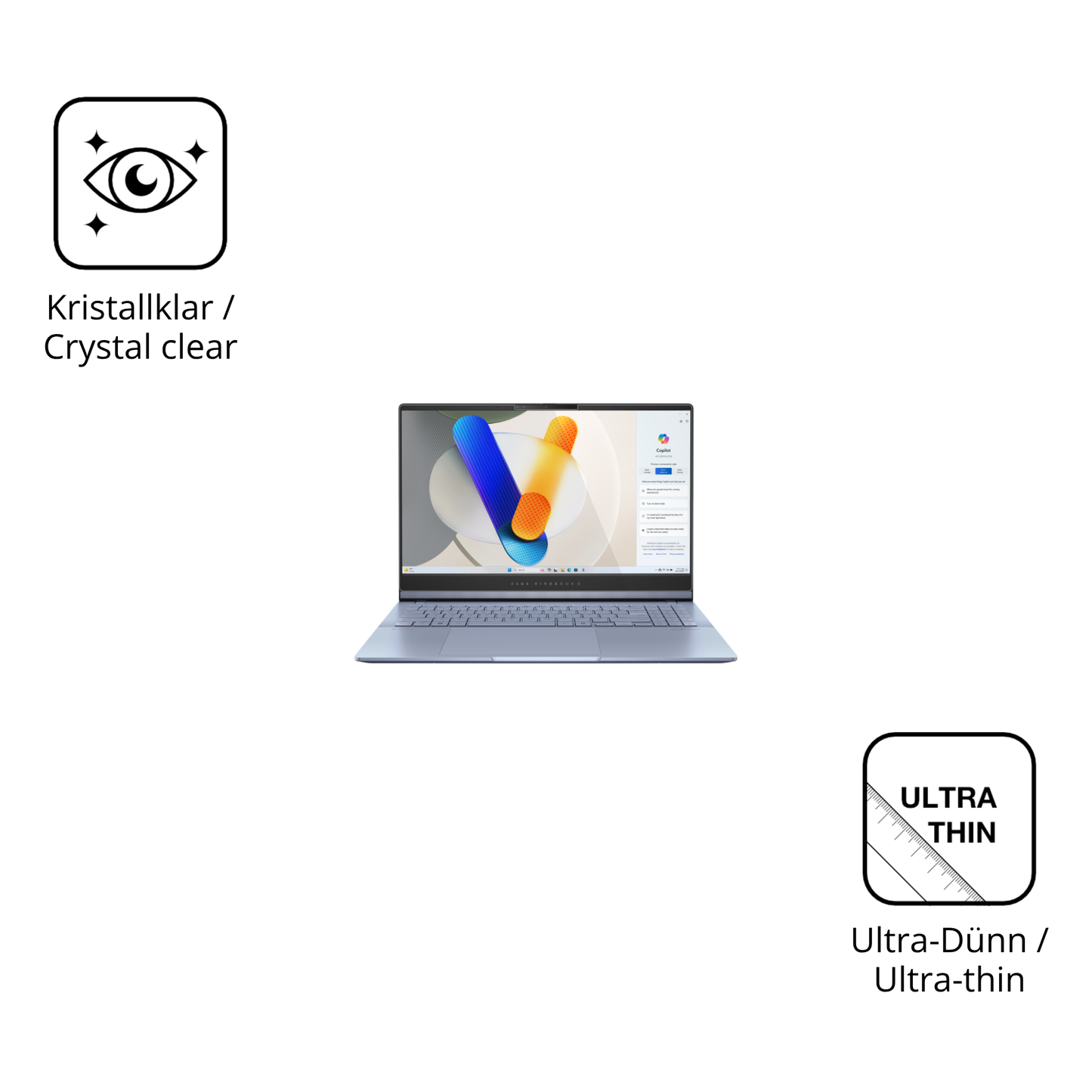 Dünne und klare Folie passend zugeschnitten für asusvivobook s15