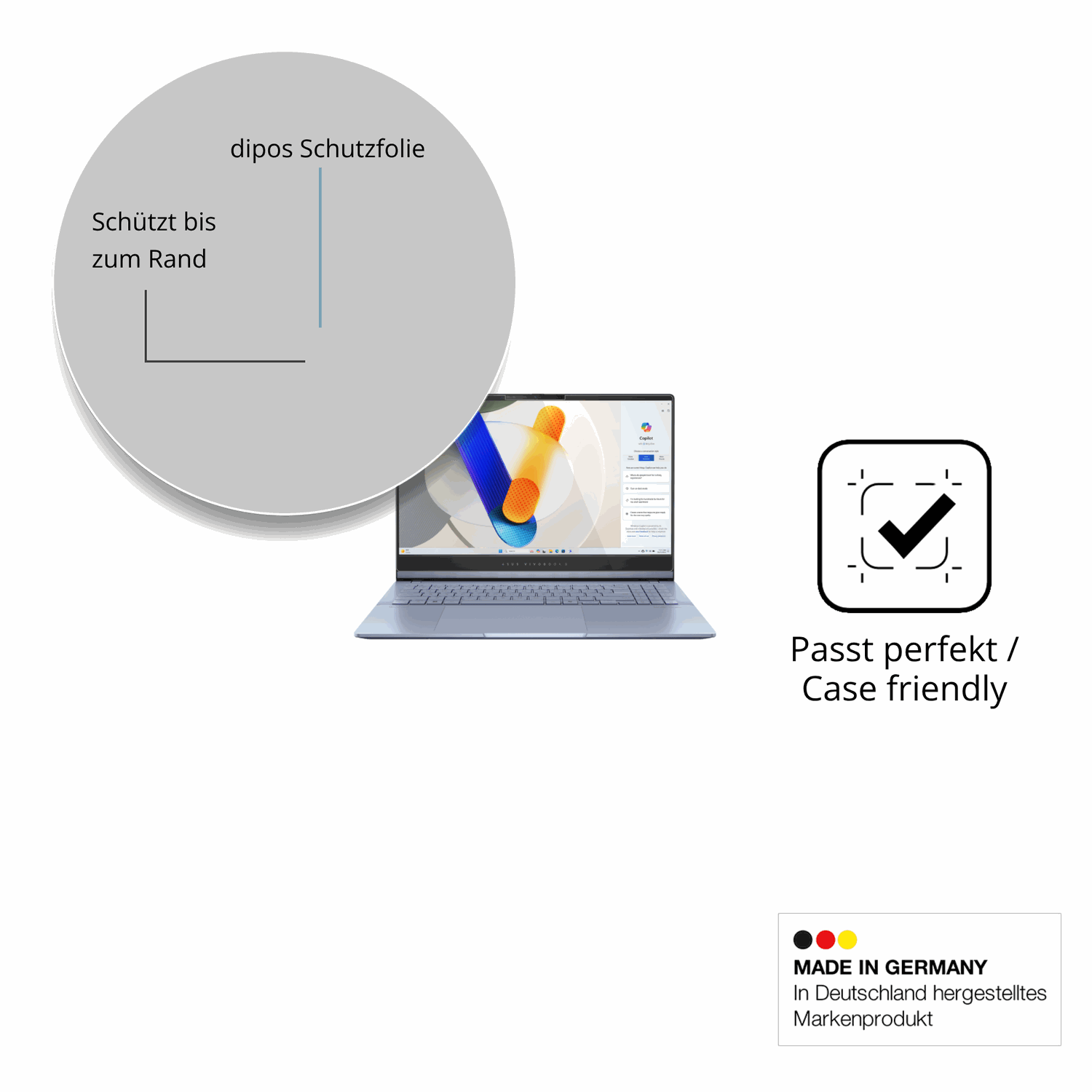 Besonders flexibler Displayschutz mit Anti-Shock-Schicht im Materialmix