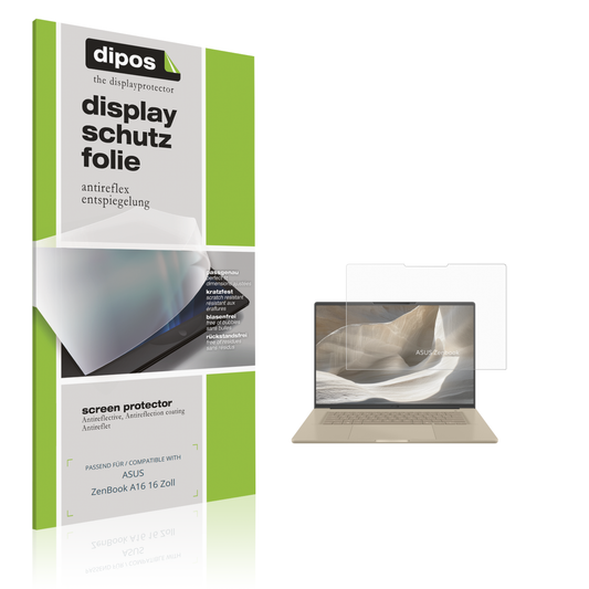 Matte Displayschutzfolie von dipos passend für ASUS ZenBook A16 16 Zoll, präziser Zuschnitt und blasenfrei montiert