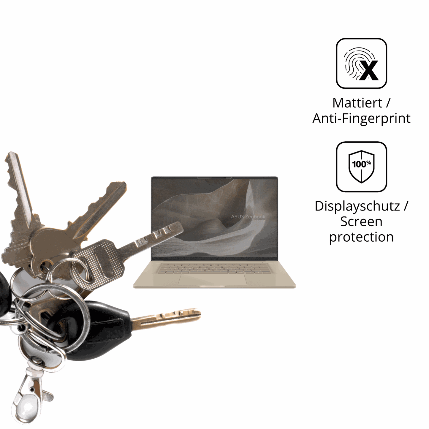 dipos Displayschutz für ASUS ZenBook A16 16 Zoll, mattierte Oberfläche, Blickschutzfilter und perfekter Passform
