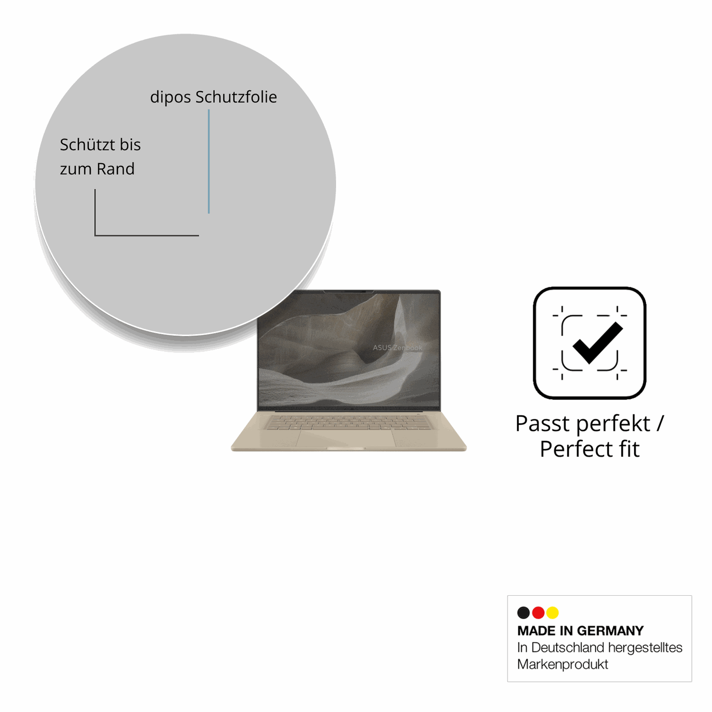 Schutz gegen Kratzer auf dem ASUS ZenBook A16 16 Zoll Glas durch Schlüssel oder Ähnliches