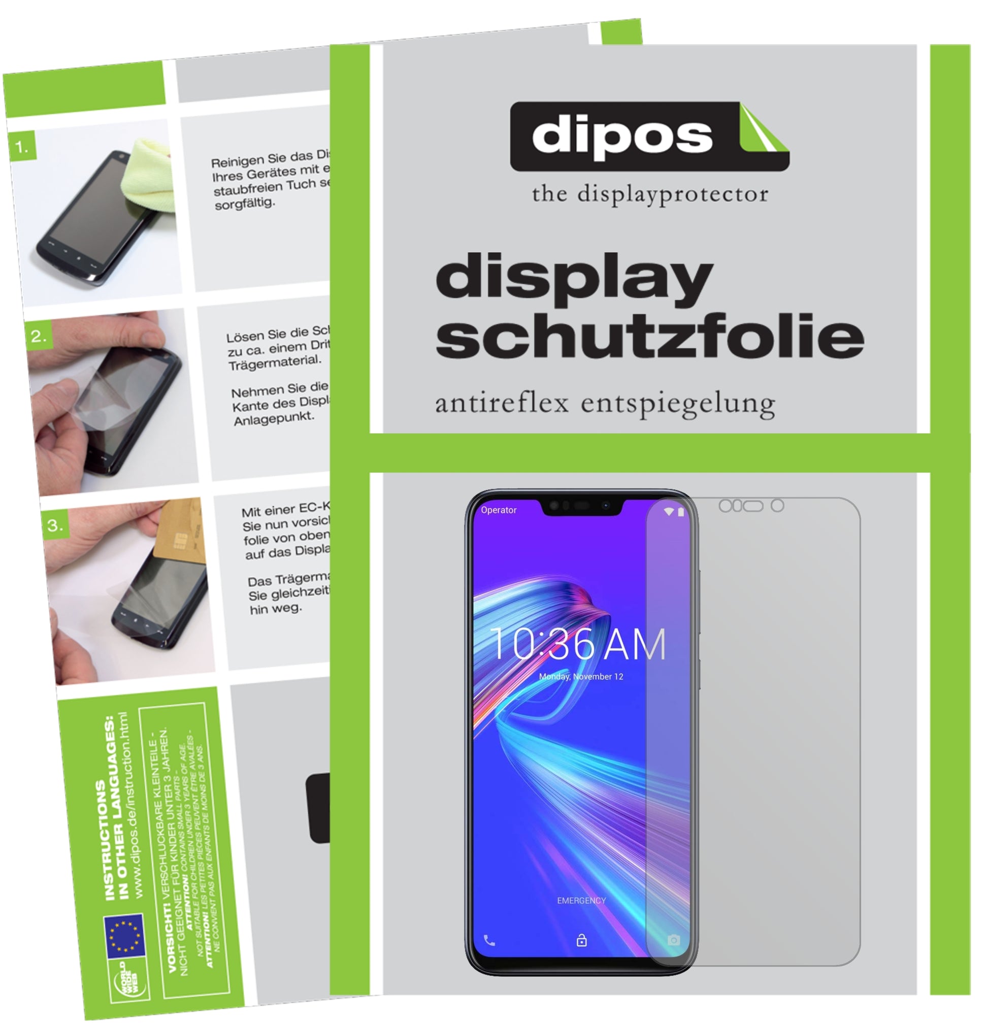 Mattes Panzerglas: Entspiegelte, dünne Folie, Fingerabdruckresistenz und Bildschirmschutz für Asus-ZenFone Max (M2)