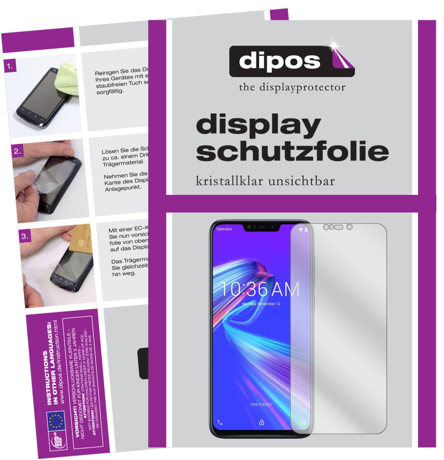 Kristallklare, dünne Schutzfolie: Kratzfest & passgenau für Asus-ZenFone Max (M2)