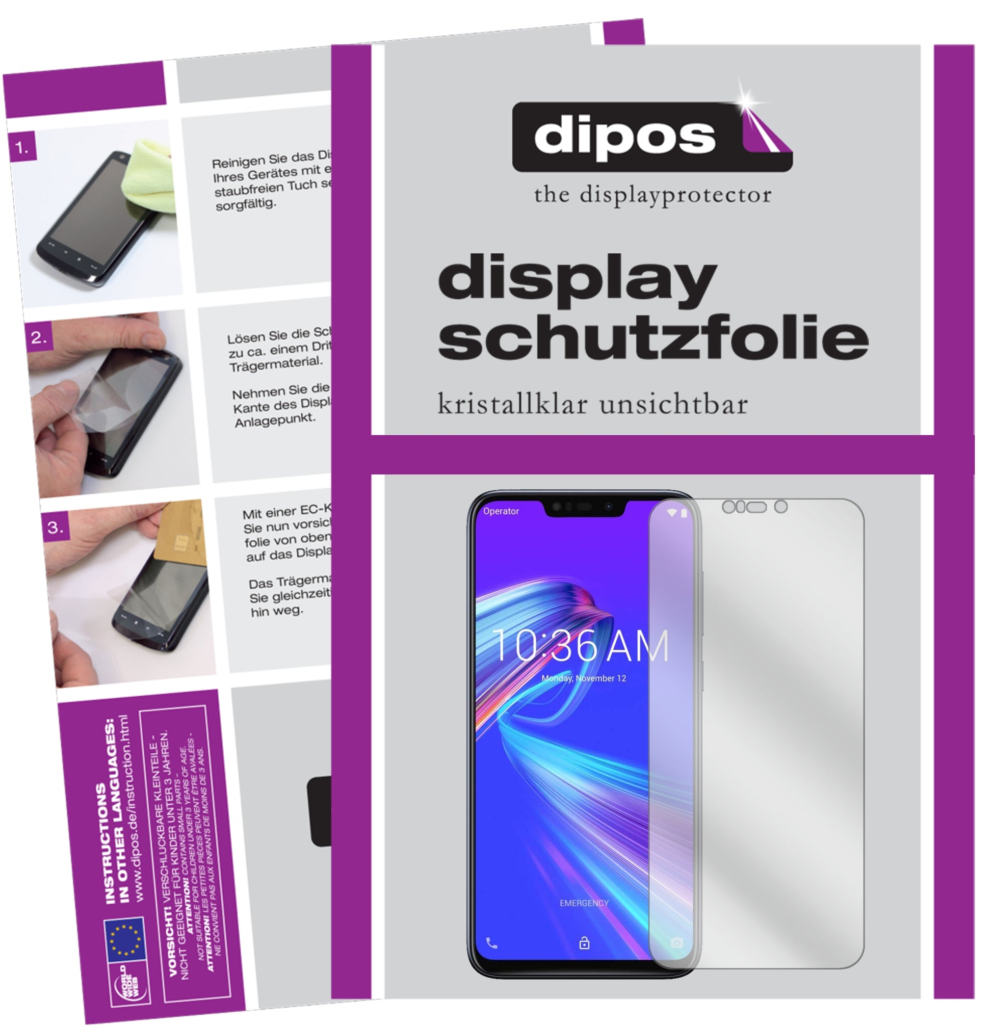 Kristallklare, dünne Schutzfolie: Kratzfest & passgenau für Asus-ZenFone Max (M2)