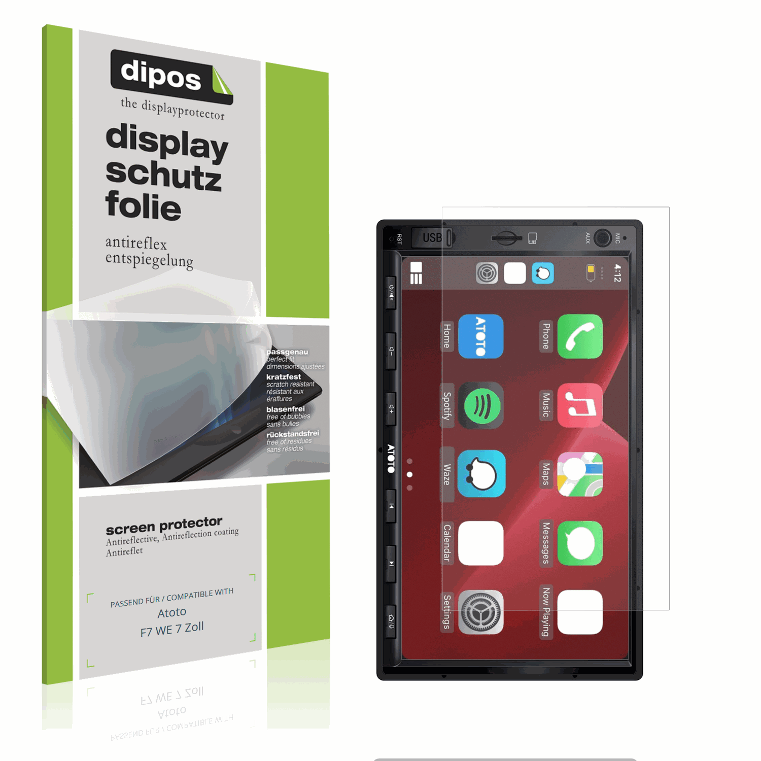 Matte Displayschutzfolie von dipos passend für atotof7 we 7 zoll, präziser Zuschnitt und blasenfrei montiert