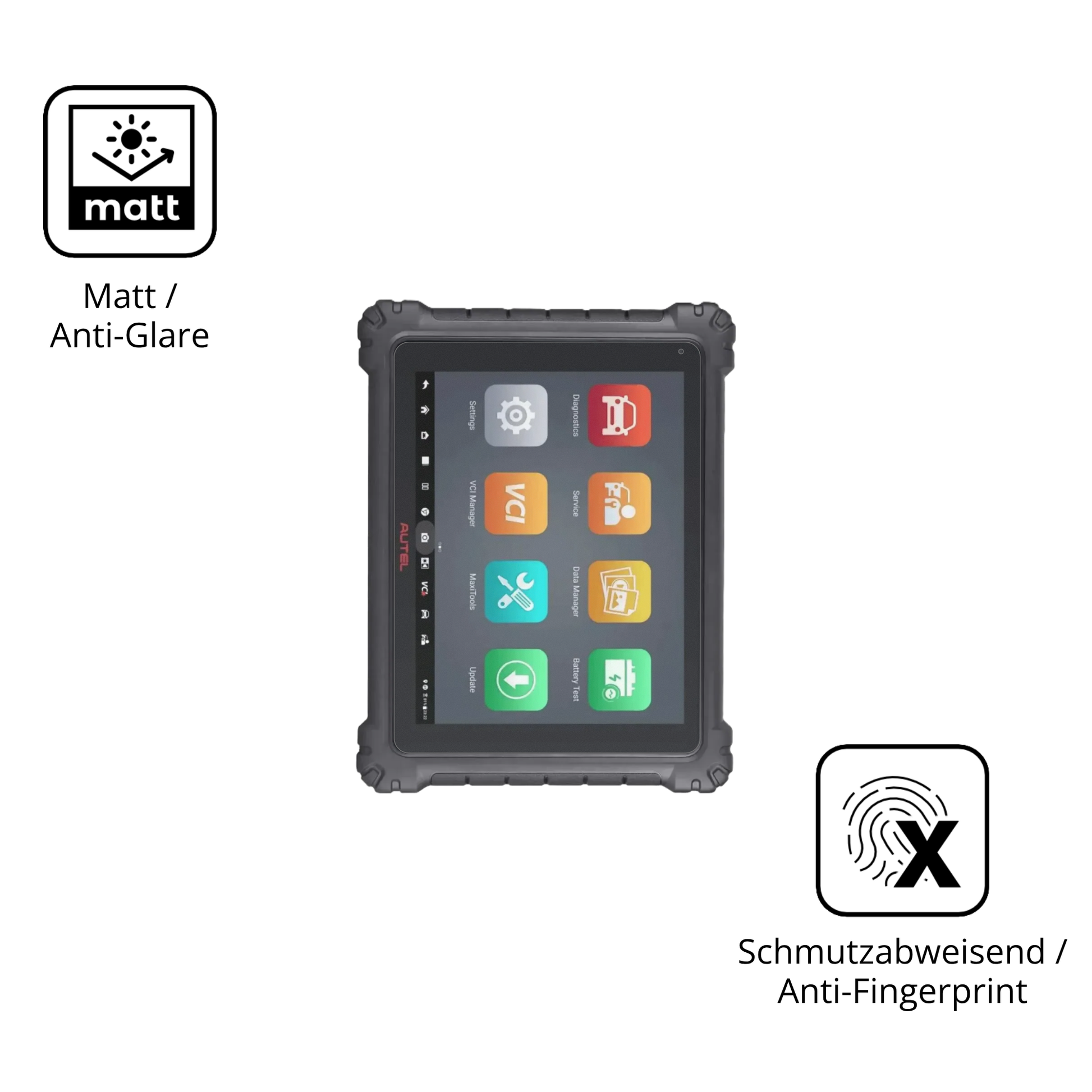 Dünne und entspiegelnde Folie passend zugeschnitten für Autel MaxiCom Ultra Lite