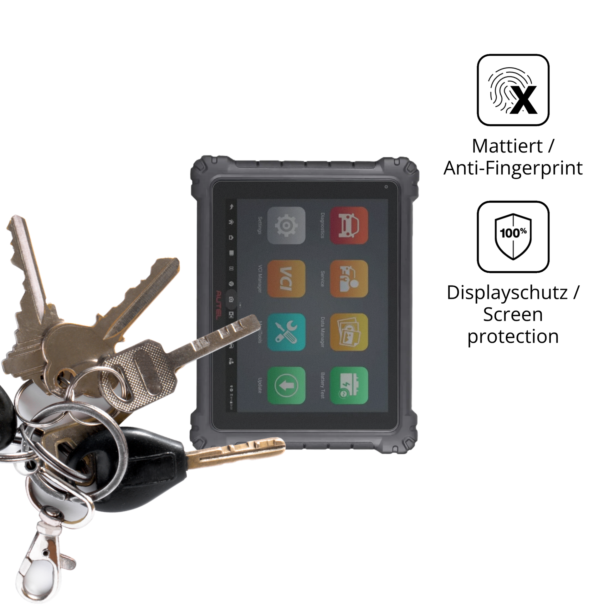 dipos Displayschutz für Autel MaxiCom Ultra Lite, mattierte Oberfläche, Blickschutzfilter und perfekter Passform