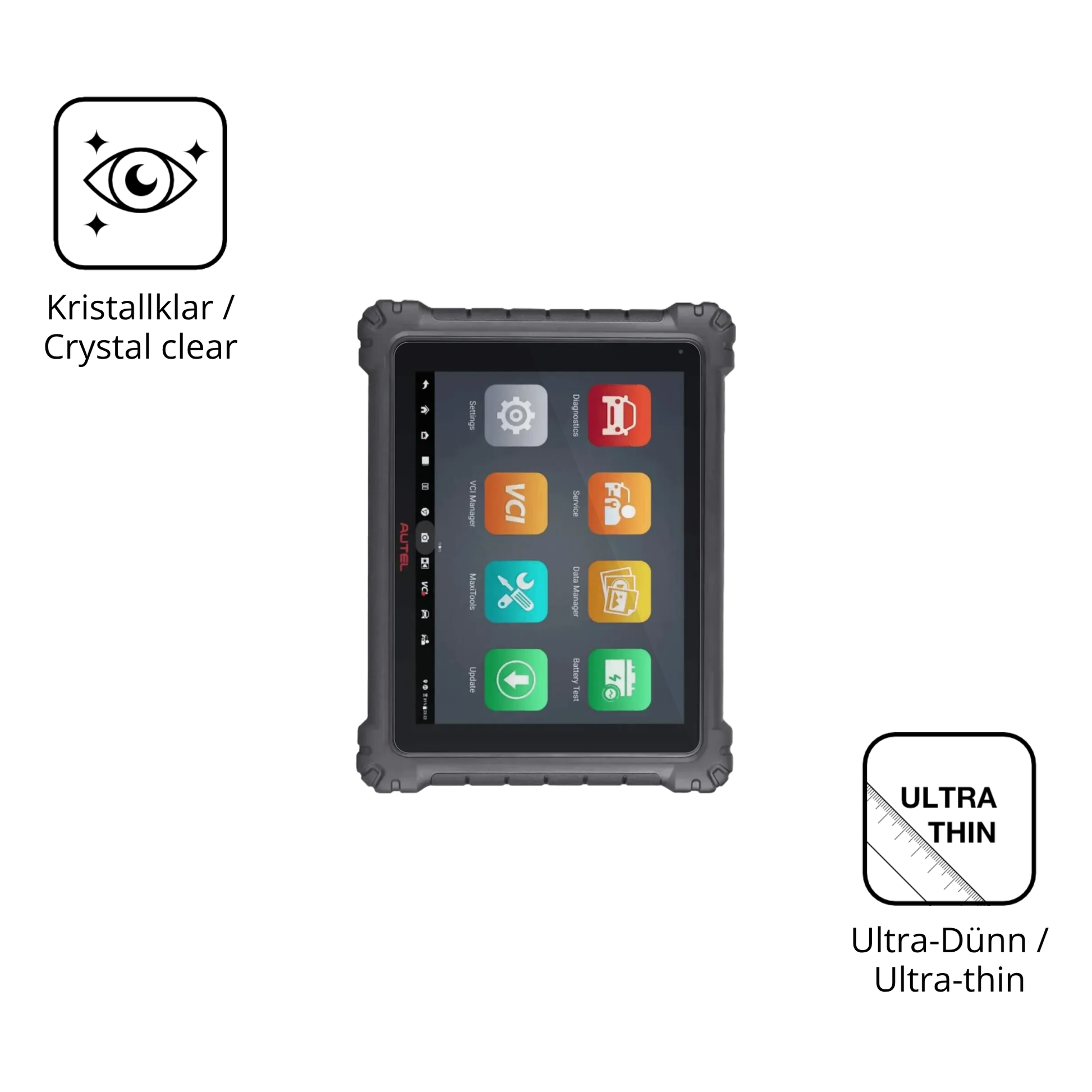 Dünne und klare Folie passend zugeschnitten für Autel MaxiCom Ultra Lite