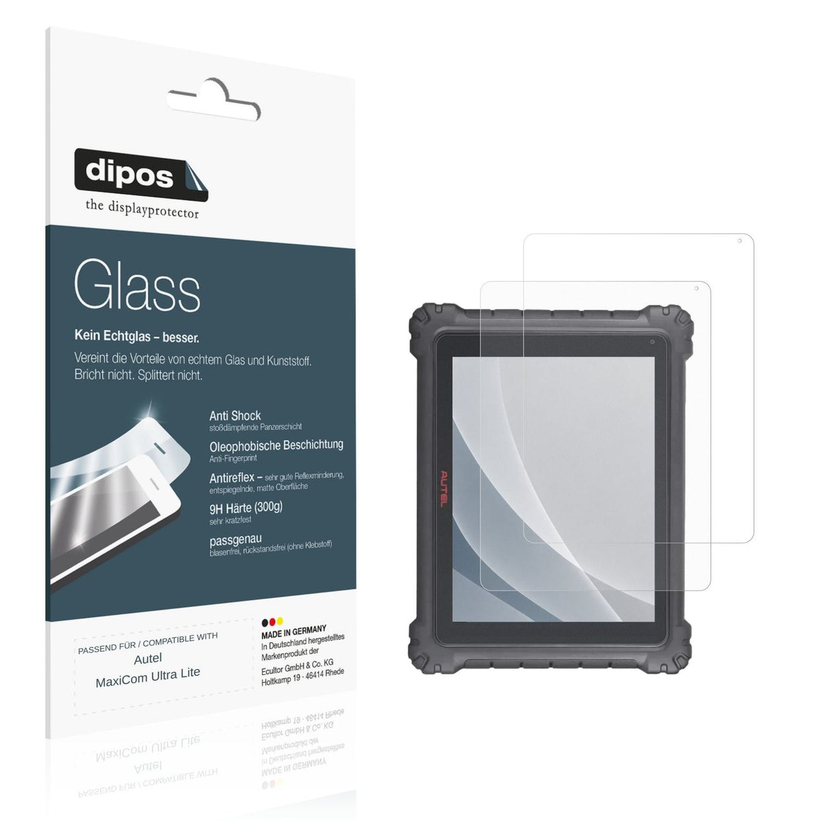 Matte Displayschutzfolie von dipos passend für Autel MaxiCom Ultra Lite, 9H kratzfest und blasenfrei montiert