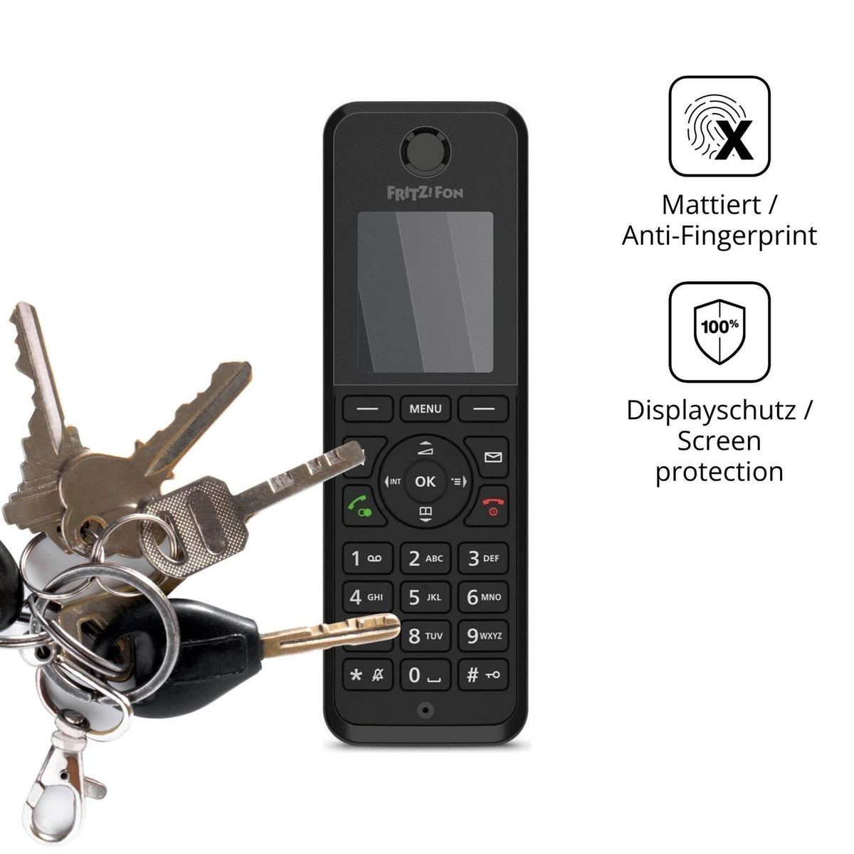 dipos Displayschutz für AVM FritzFon M3, mattierte Oberfläche, Blickschutzfilter und perfekter Passform
