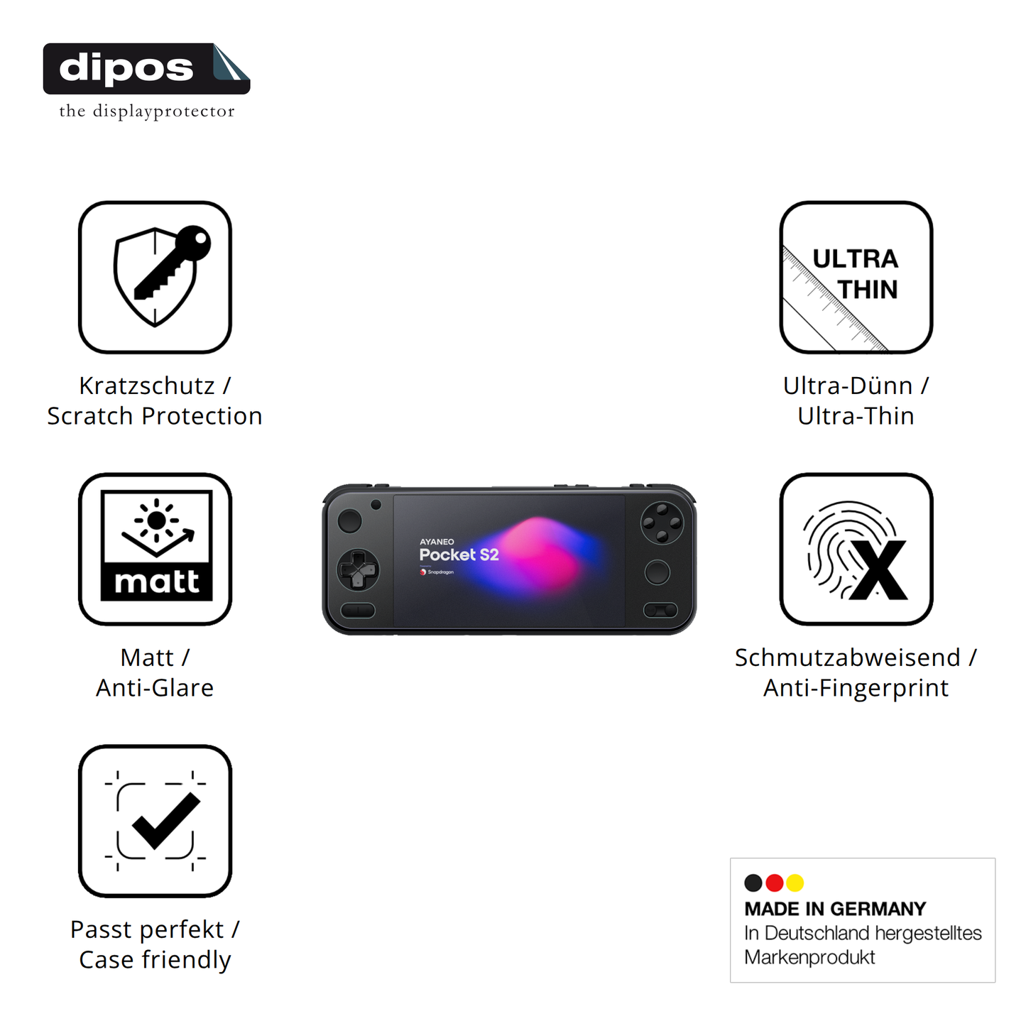2x Schutzfolie matt für AYANEO Pocket S2 6.3 Zoll Display-Schutzfolie