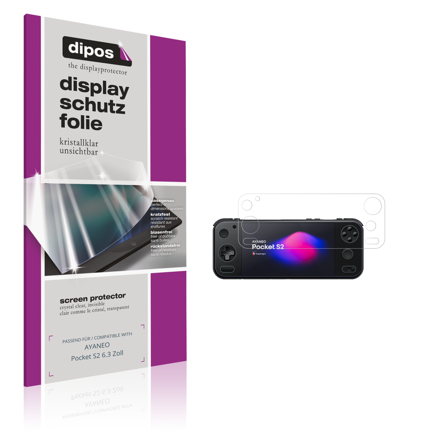 2x Schutzfolie klar für AYANEO Pocket S2 6.3 Zoll Display-Schutzfolie