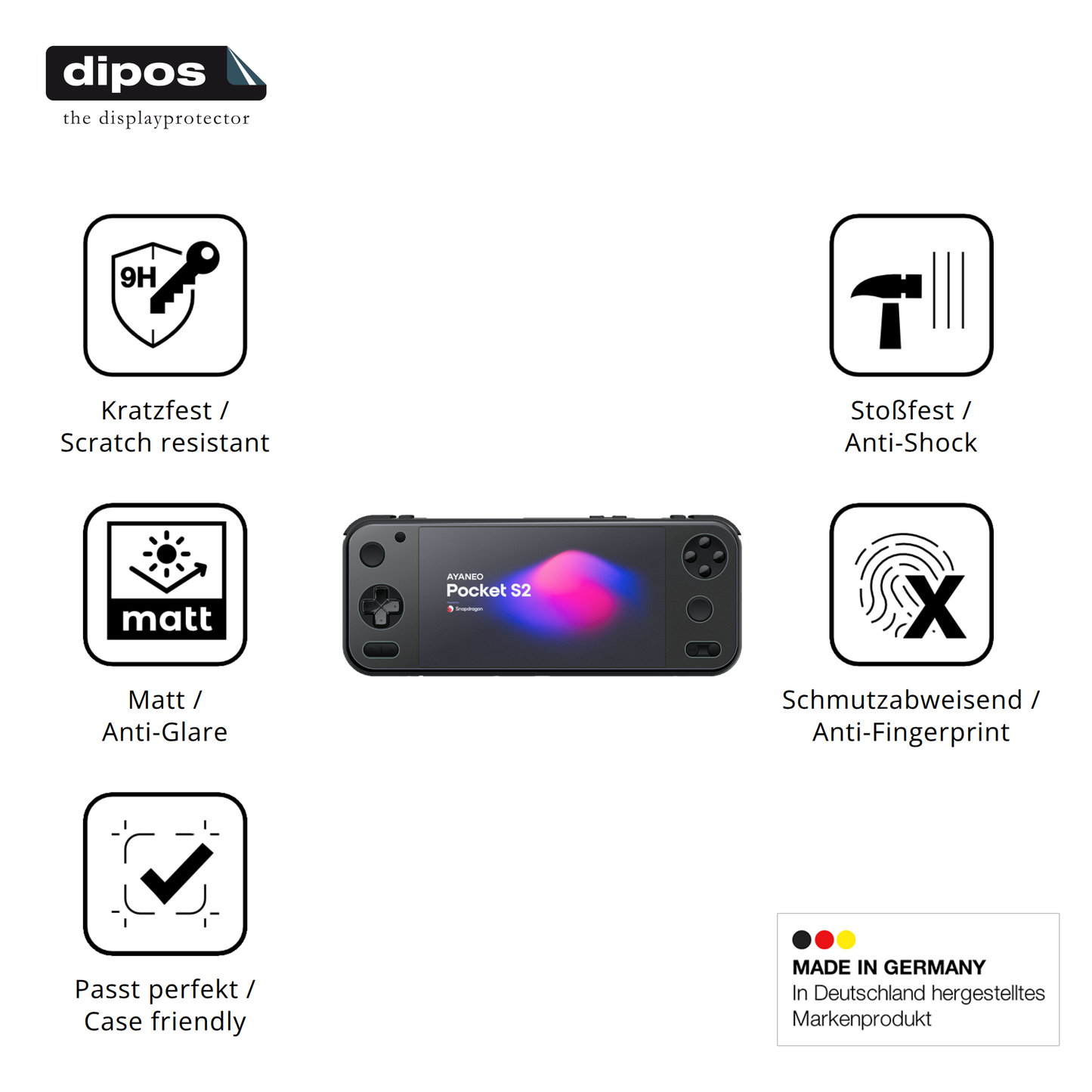 2x 9H Schutzfolie matt für AYANEO Pocket S2 6.3 Zoll Panzerfolie
