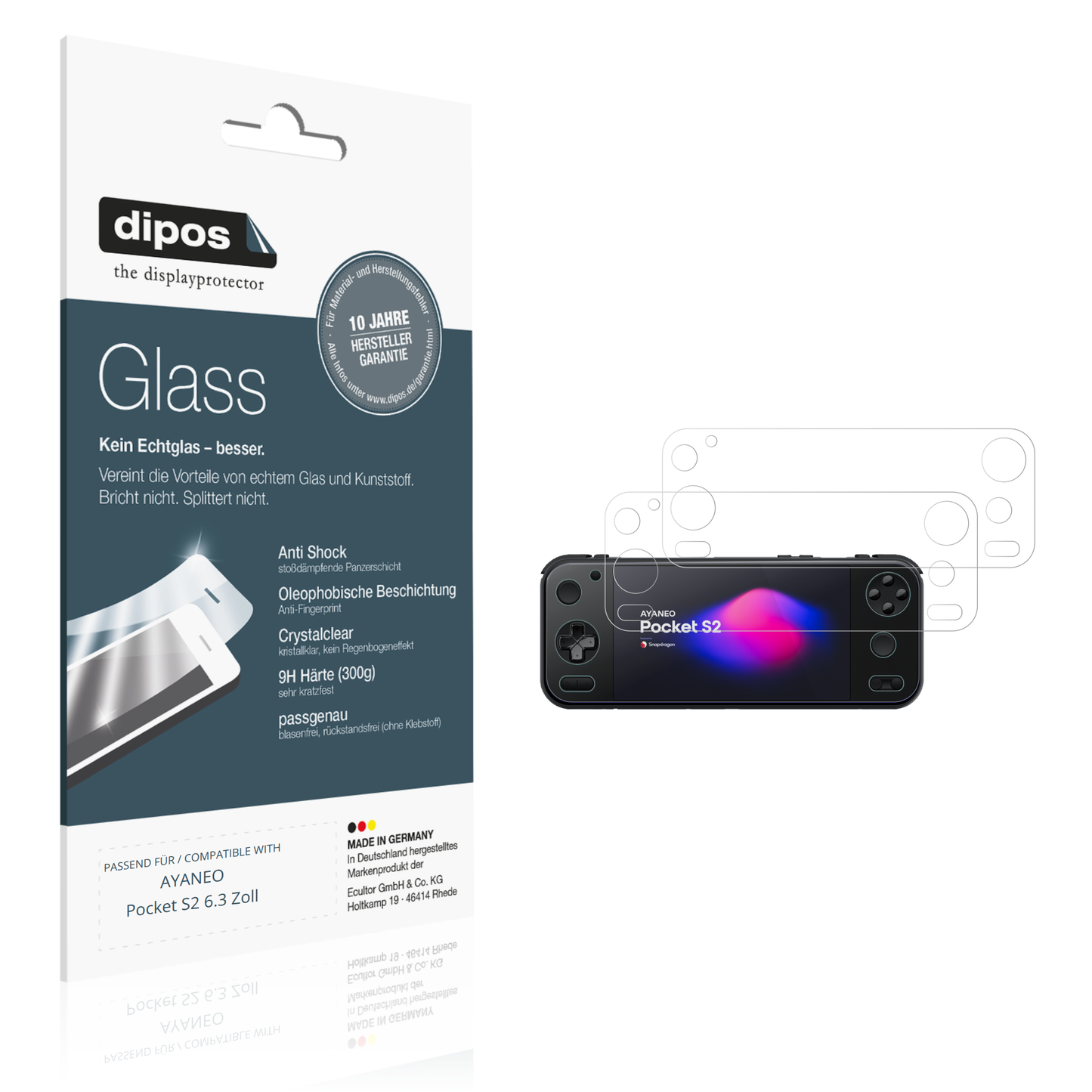 2x 9H Schutzfolie für AYANEO Pocket S2 6.3 Zoll Panzerfolie