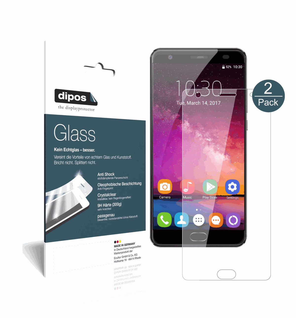 2x 9H Schutzfolie für Oukitel K6000 Plus Panzerfolie