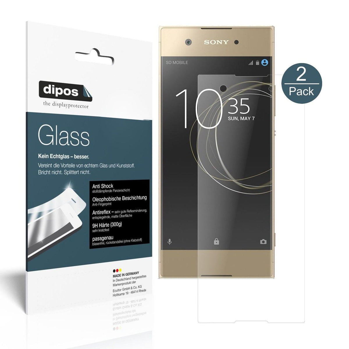 2x 9H Schutzfolie matt für Sony Xperia XA1 Panzerfolie