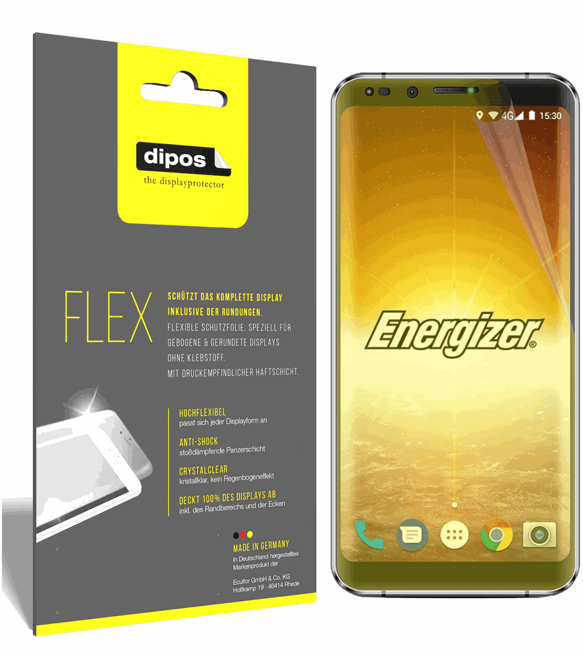 3x 3D Full Cover Schutzfolie für Energizer Powermax P600S