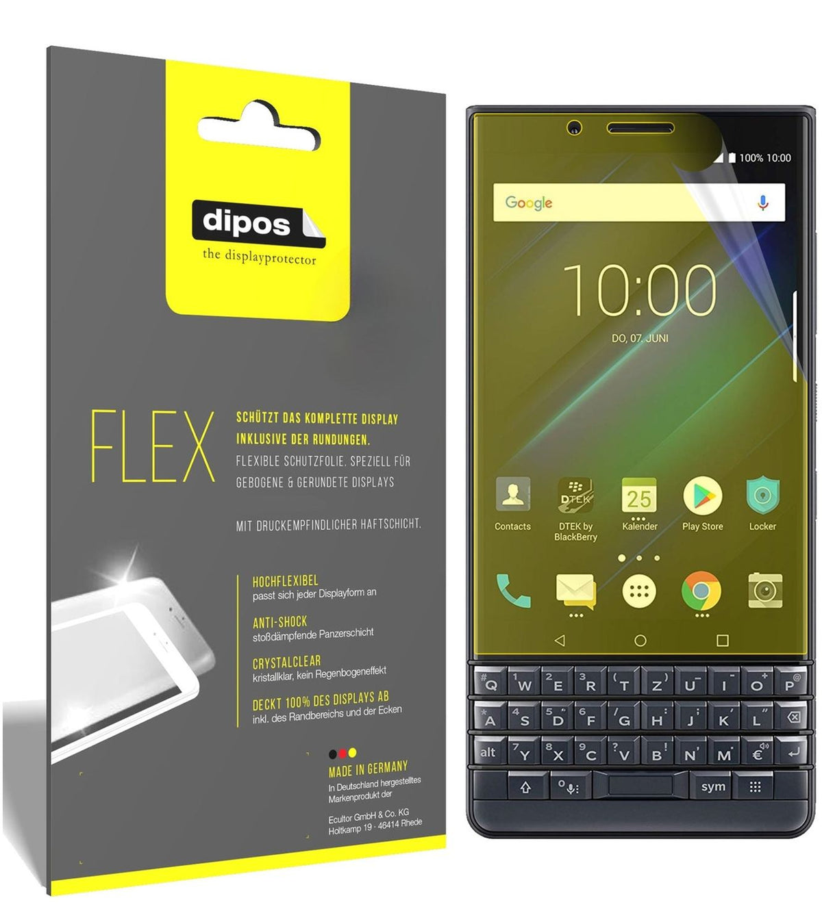 2x 3D Full Cover Schutzfolie für Blackberry Key 2 LE
