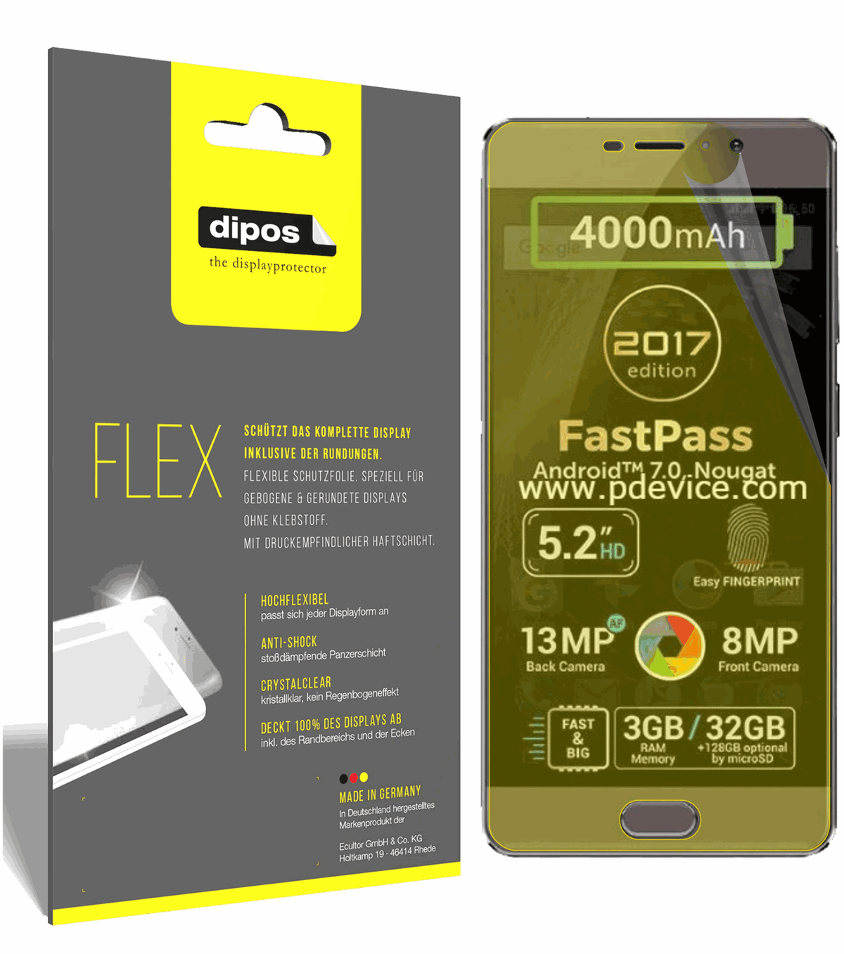 3x 3D Full Cover Schutzfolie für Allview P9 Energy Lite 2017