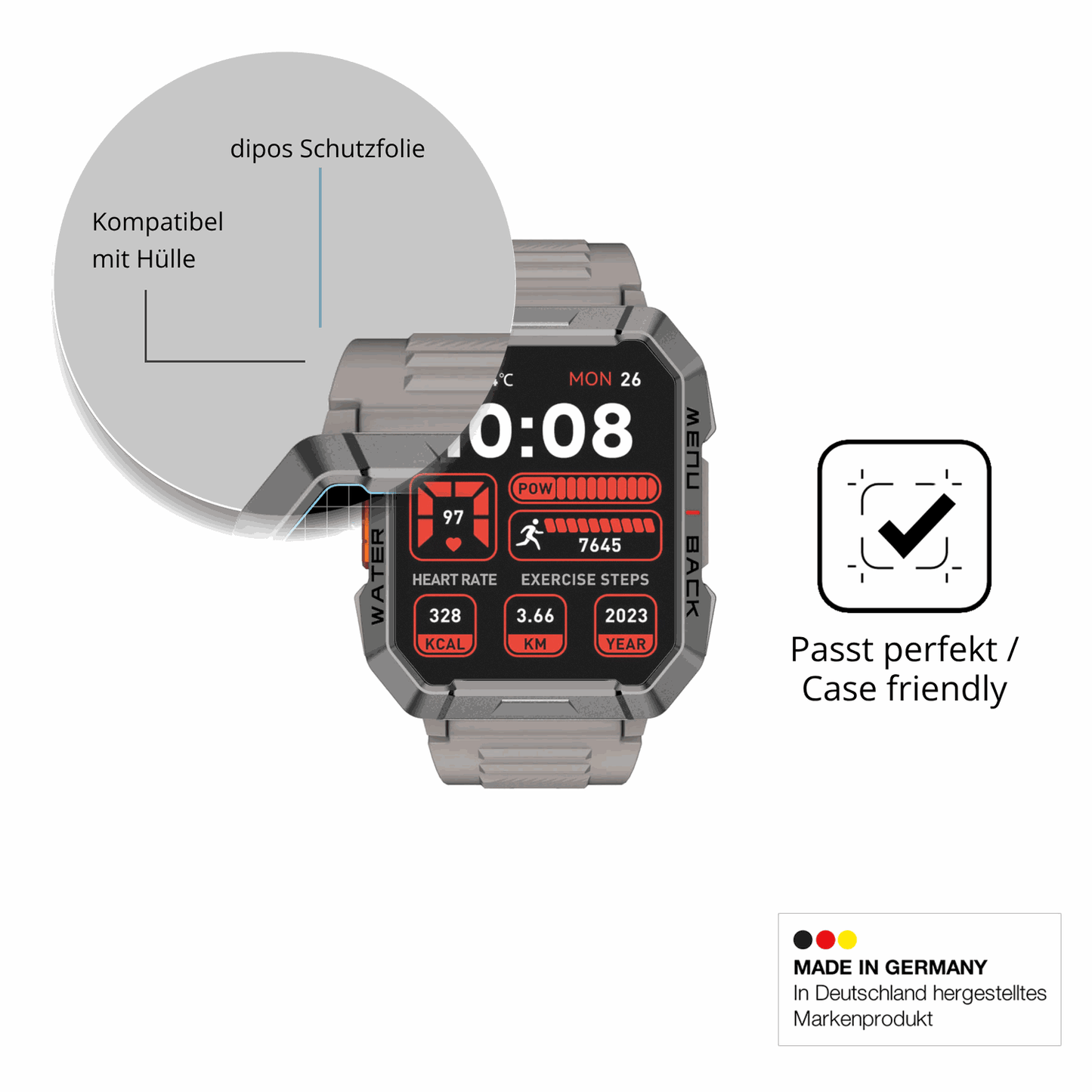 6x Schutzfolie matt für Blackview W60 Smartwatch 2.01 Zoll Display-Schutzfolie
