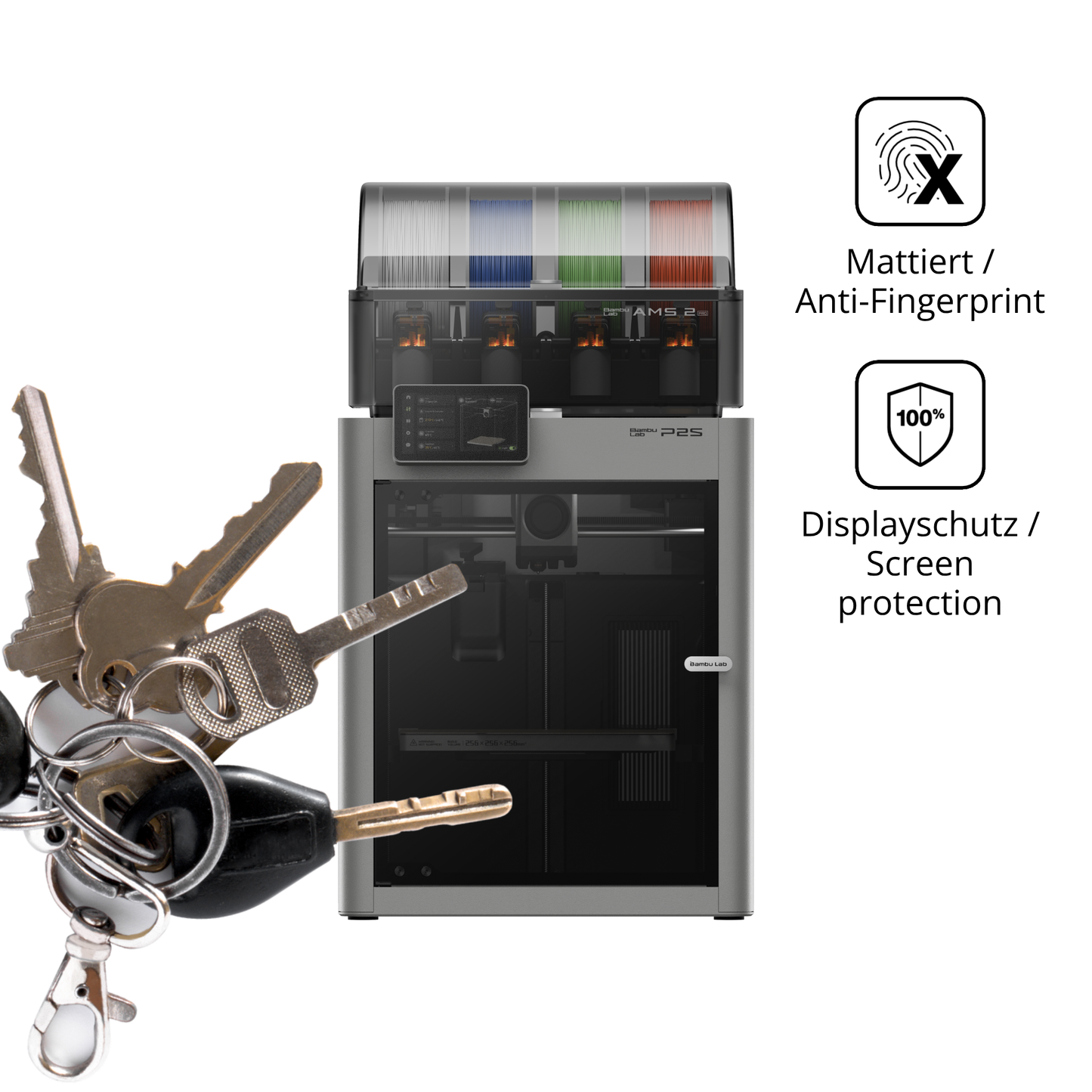 dipos Displayschutz für Bambu Lab P2S 3D Printer, mattierte Oberfläche, Blickschutzfilter und perfekter Passform