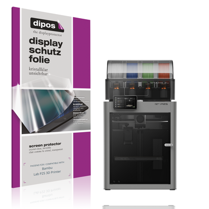 Klare Displayschutzfolie von dipos passend für Bambu Lab P2S 3D Printer, präziser Zuschnitt und blasenfrei montiert