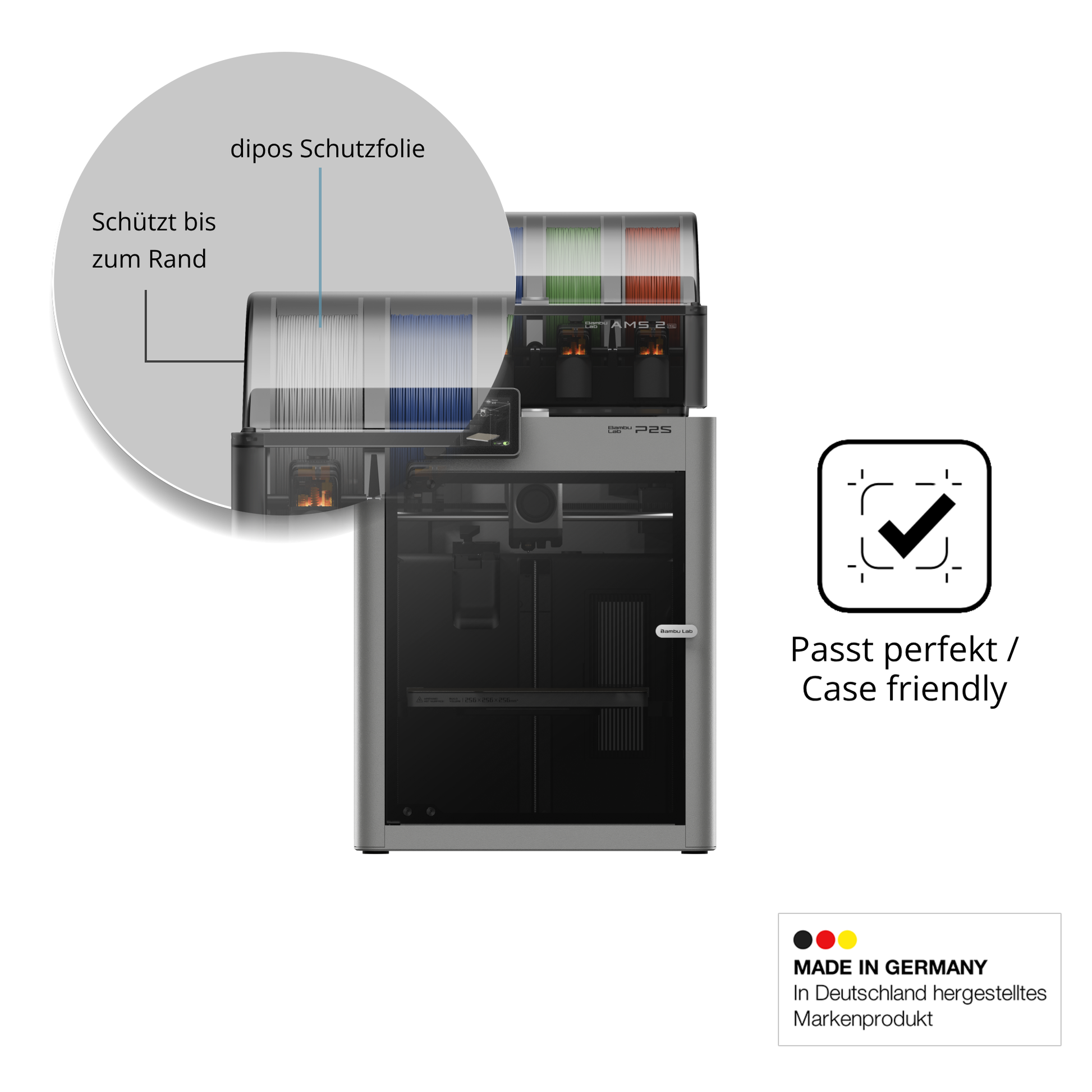 Schutzglasfolie mit optimaler Passform, zur Verwendung mit Hüllen geeignet