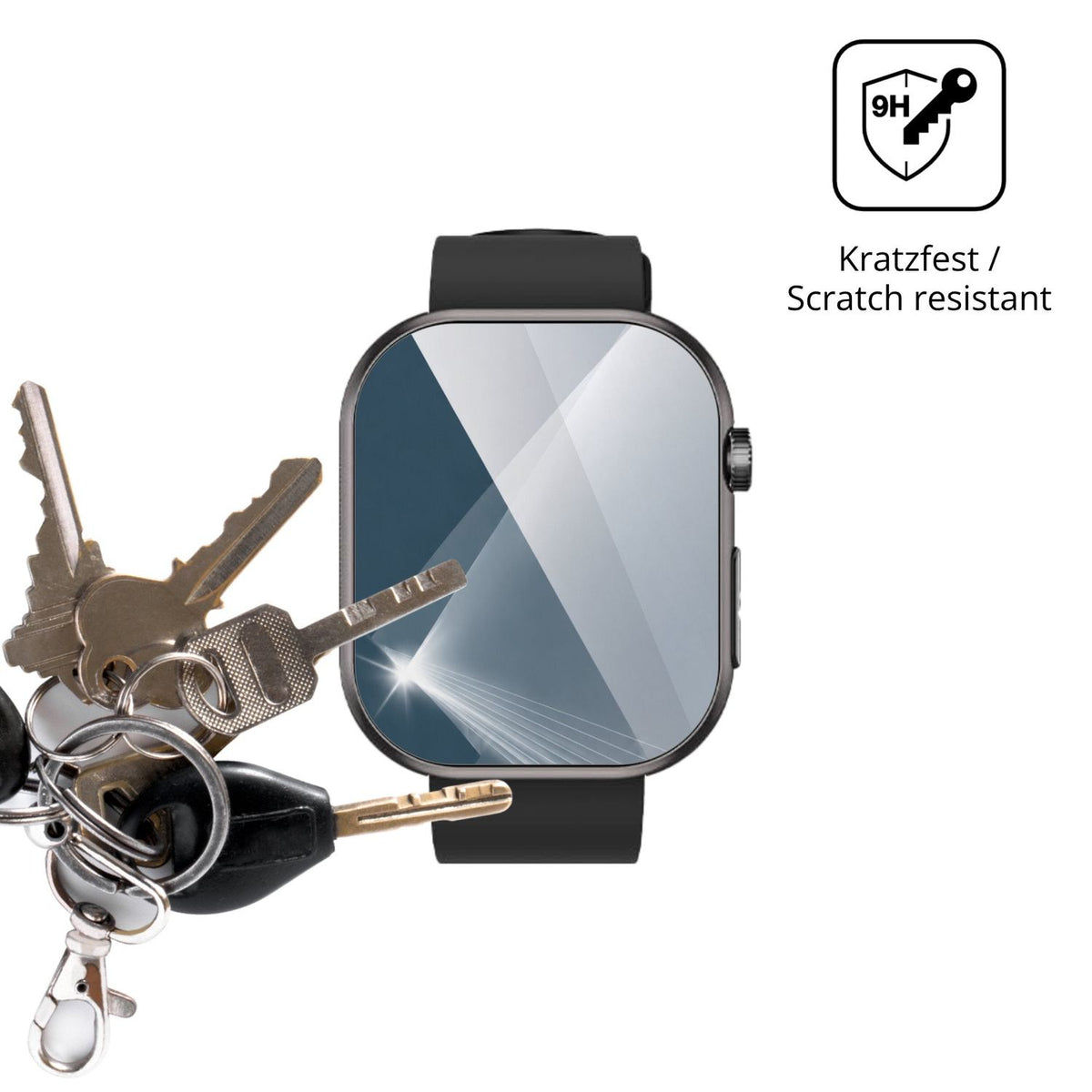 dipos Displayschutz für Banlvs Smartwatch 1.96, transparente Oberfläche, perfekte Passform auch für die Rundungen