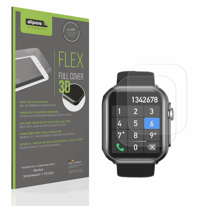 Matte Displayschutzfolie von dipos passend für Banlvs Smartwatch 1.73 Zoll, 100% Displayabdeckung und blasenfreie Montage