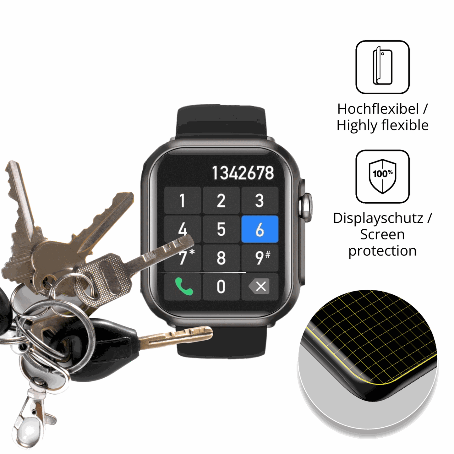 dipos Displayschutz für Banlvs Smartwatch 1.73 Zoll, transparente Oberfläche, perfekte Passform auch für die Rundungen