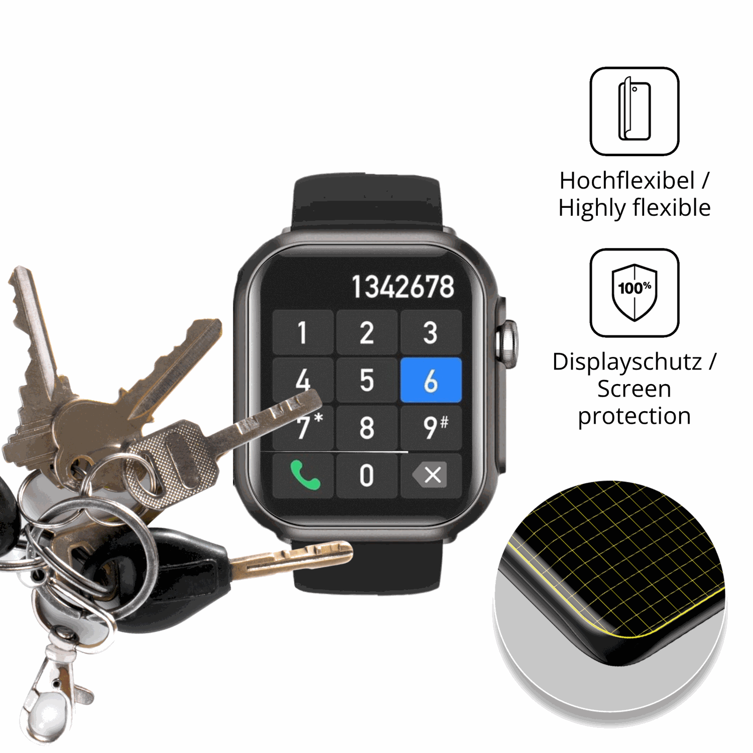 dipos Displayschutz für Banlvs Smartwatch 1.73 Zoll, transparente Oberfläche, perfekte Passform auch für die Rundungen
