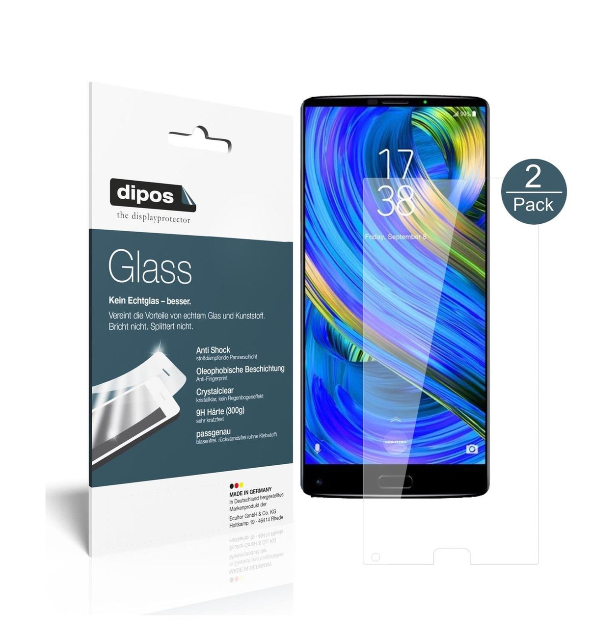 2x 9H Schutzfolie für HOMTOM S9 Plus Panzerfolie