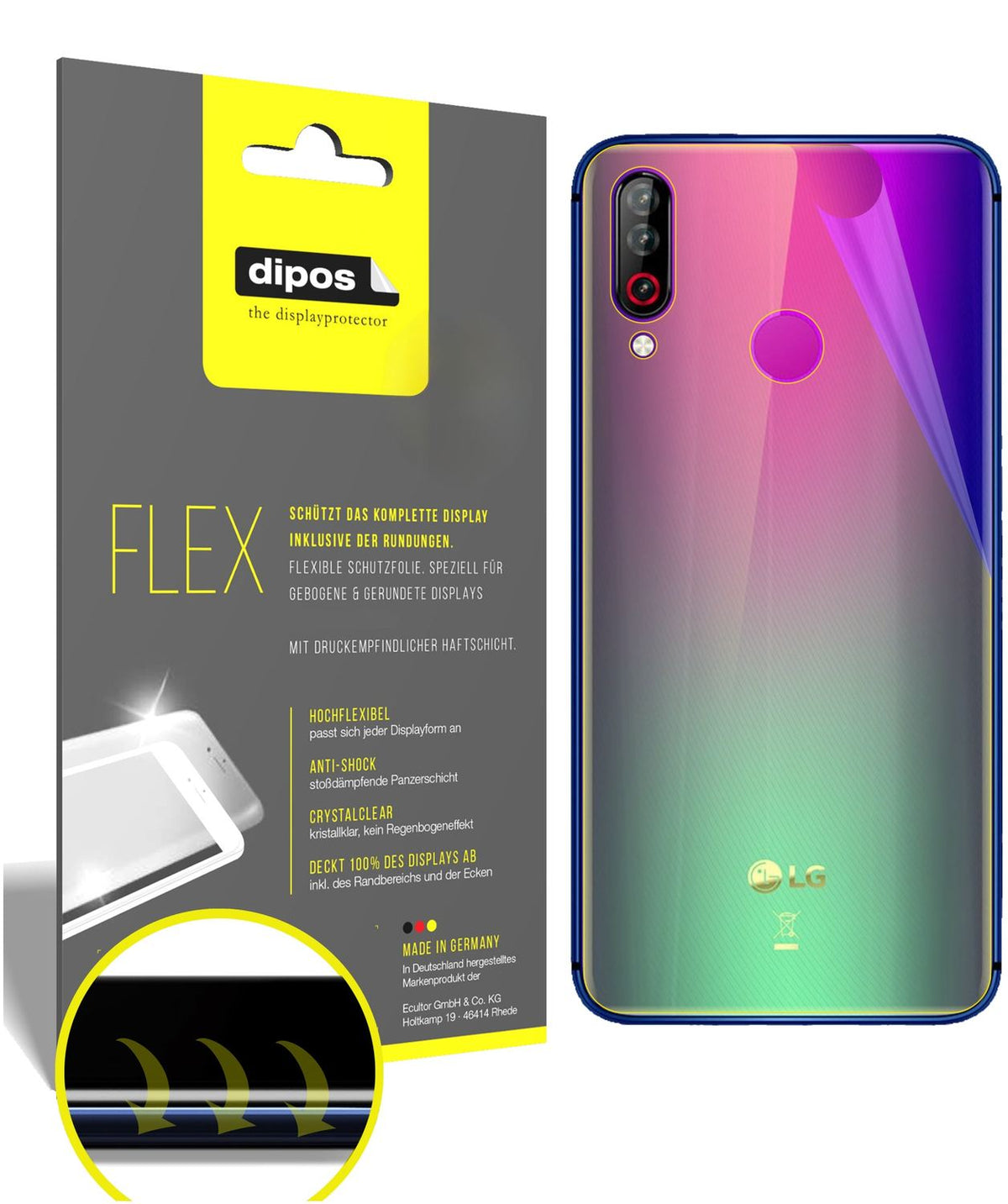 2x 3D Full Cover Schutzfolie für LG W30 Rückseite
