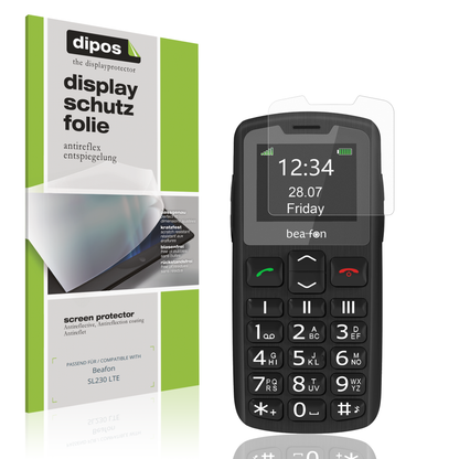 Matte Displayschutzfolie von dipos passend für Beafon SL230 LTE, präziser Zuschnitt und blasenfrei montiert