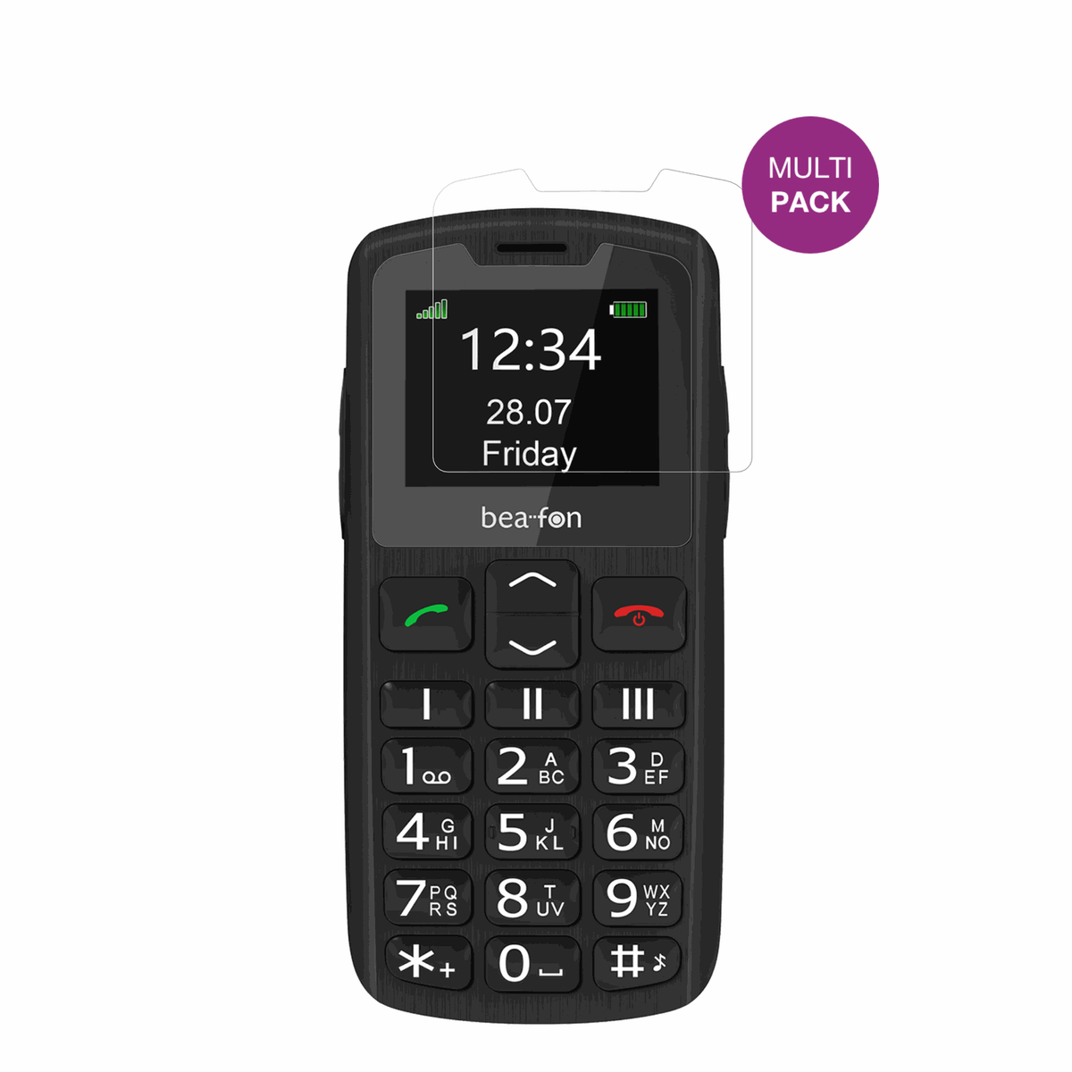 BeafonSL230 LTE mit aufgebrachter dipos Displayschutzfolie, glasklare Darstellung ohne Einschränkungen
