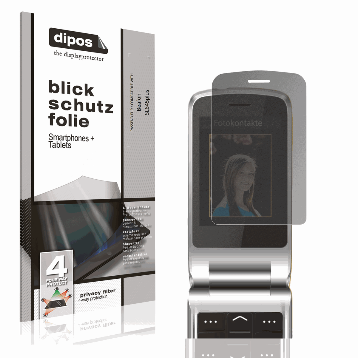Blickschutzfolie von dipos passend für Beafon SL645plus, präziser Zuschnitt und blasenfrei montiert