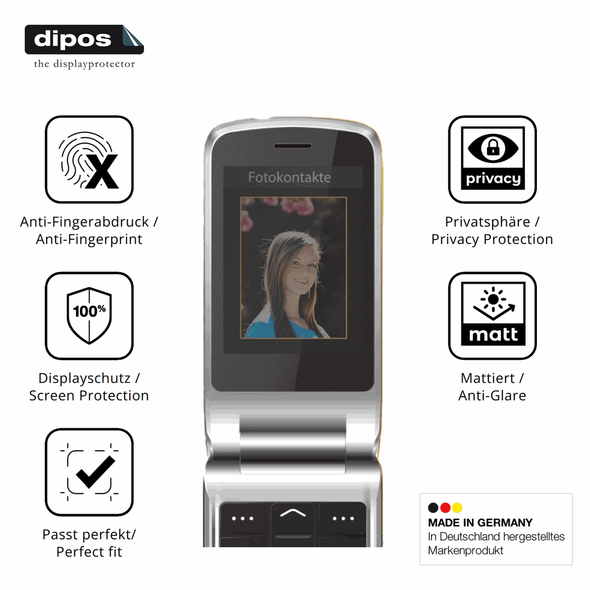 Privatsphäre-Schutz durch Sichtschutz-Folie passend zugeschnitten für Beafon SL645plus