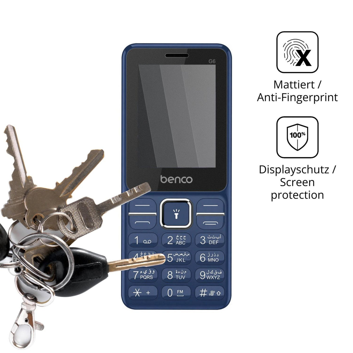 dipos Displayschutz für Benco G6, mattierte Oberfläche, Blickschutzfilter und perfekter Passform