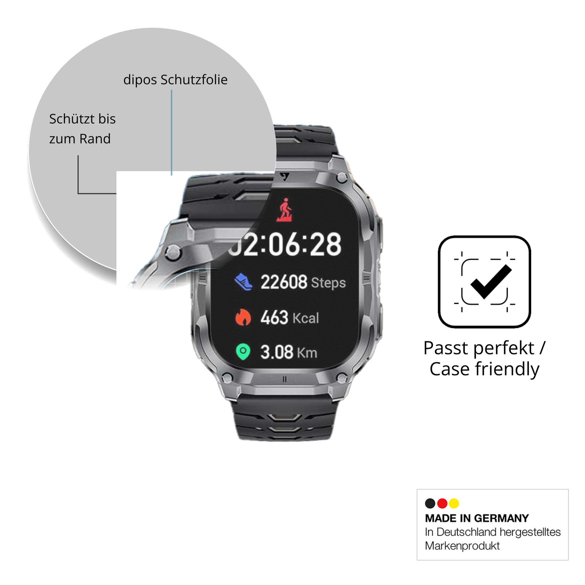 Schutzglasfolie mit optimaler Passform, zur Verwendung mit Hüllen geeignet