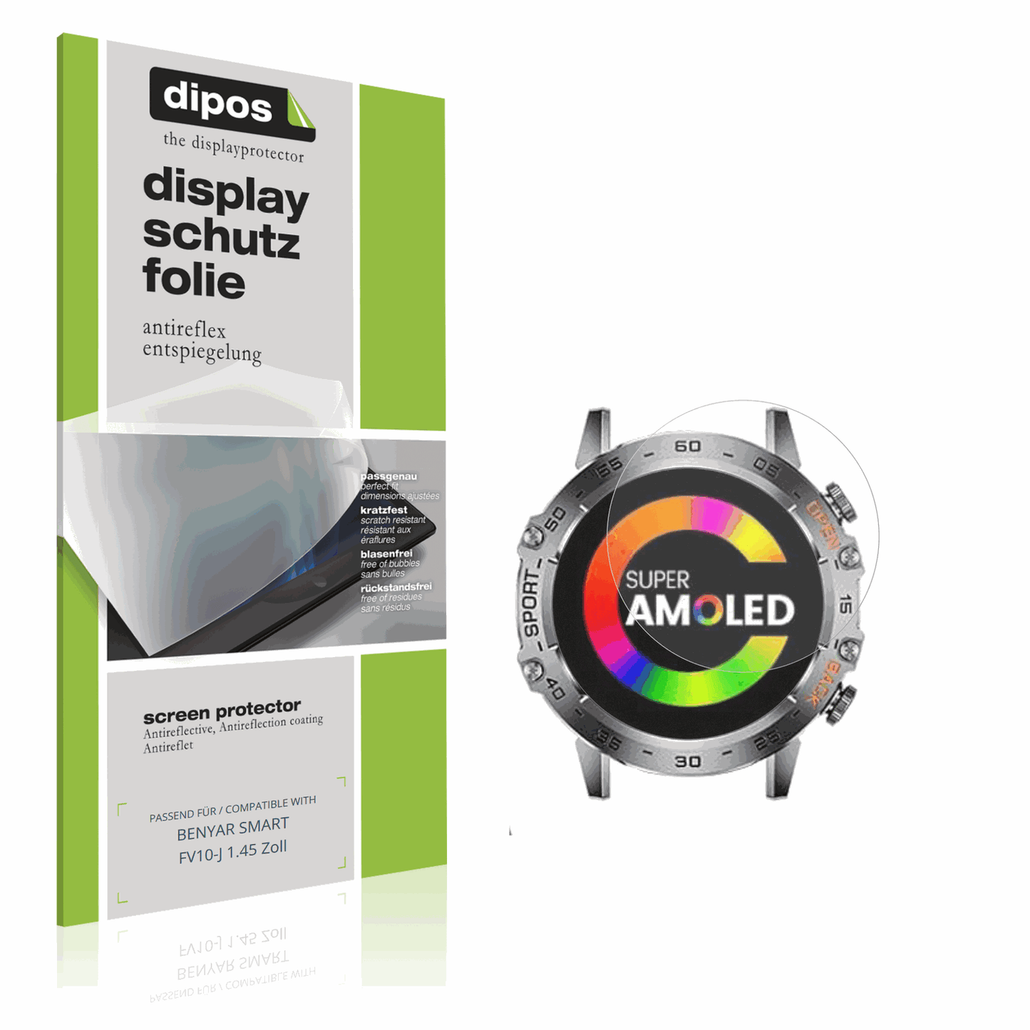 Matte Displayschutzfolie von dipos passend für BENYAR SMART FV10-J 1.45 Zoll, präziser Zuschnitt und blasenfrei montiert