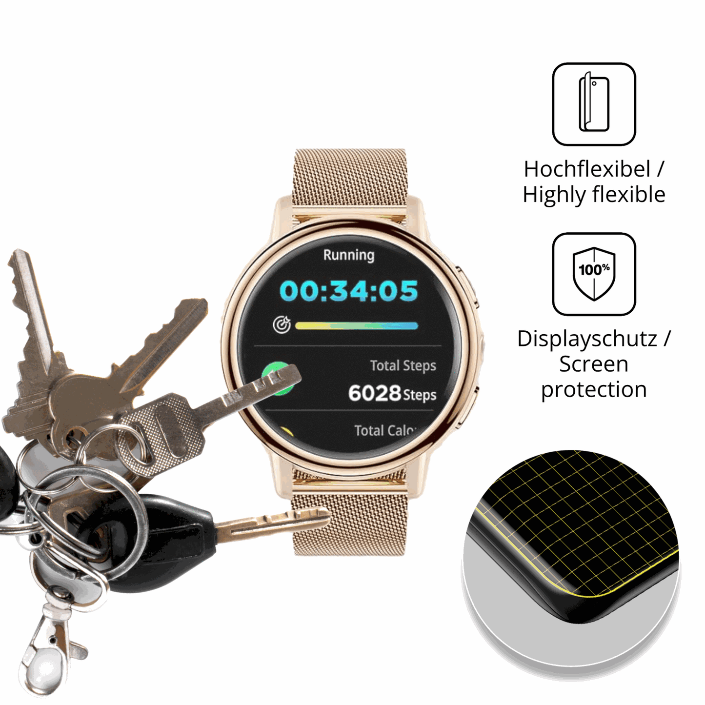 dipos Displayschutz für BENYAR SMART FV11, transparente Oberfläche, perfekte Passform auch für die Rundungen