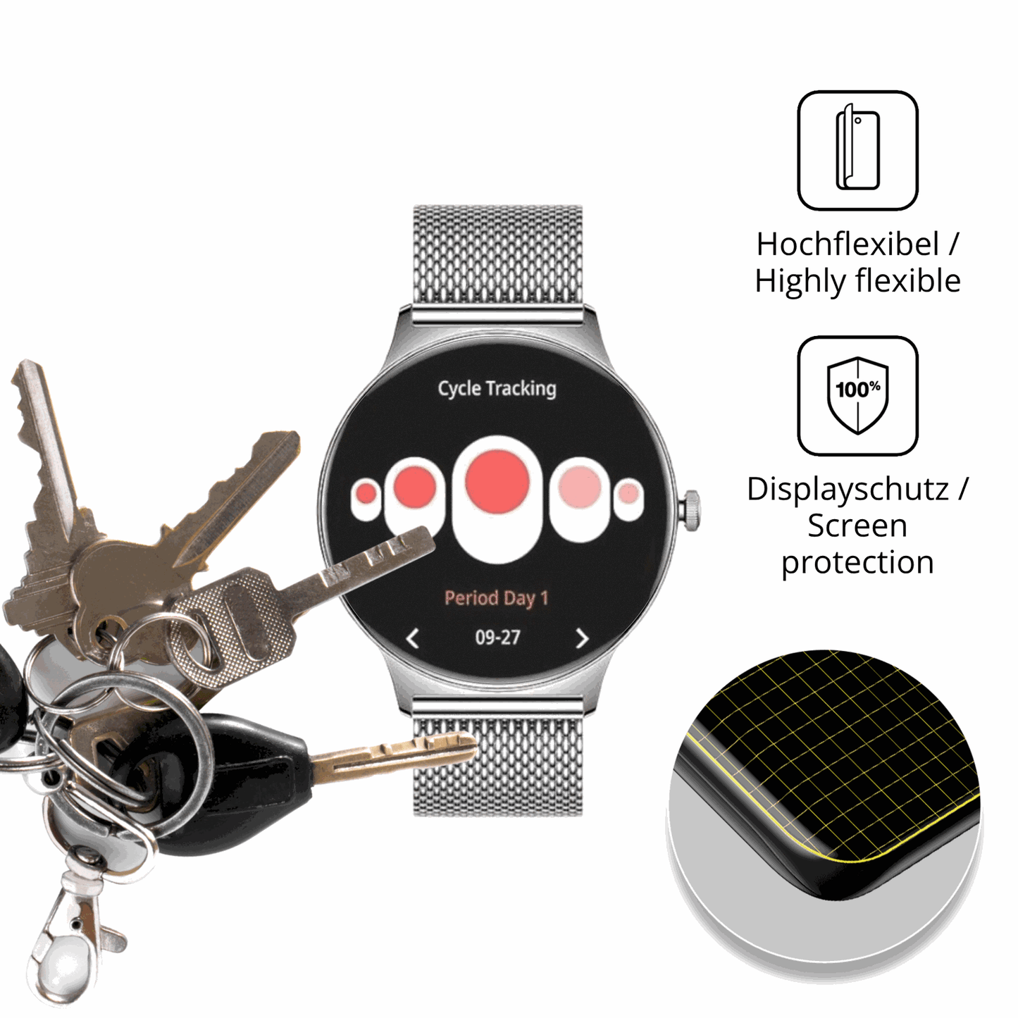 dipos Displayschutz für BENYAR SMART FV12-I, transparente Oberfläche, perfekte Passform auch für die Rundungen