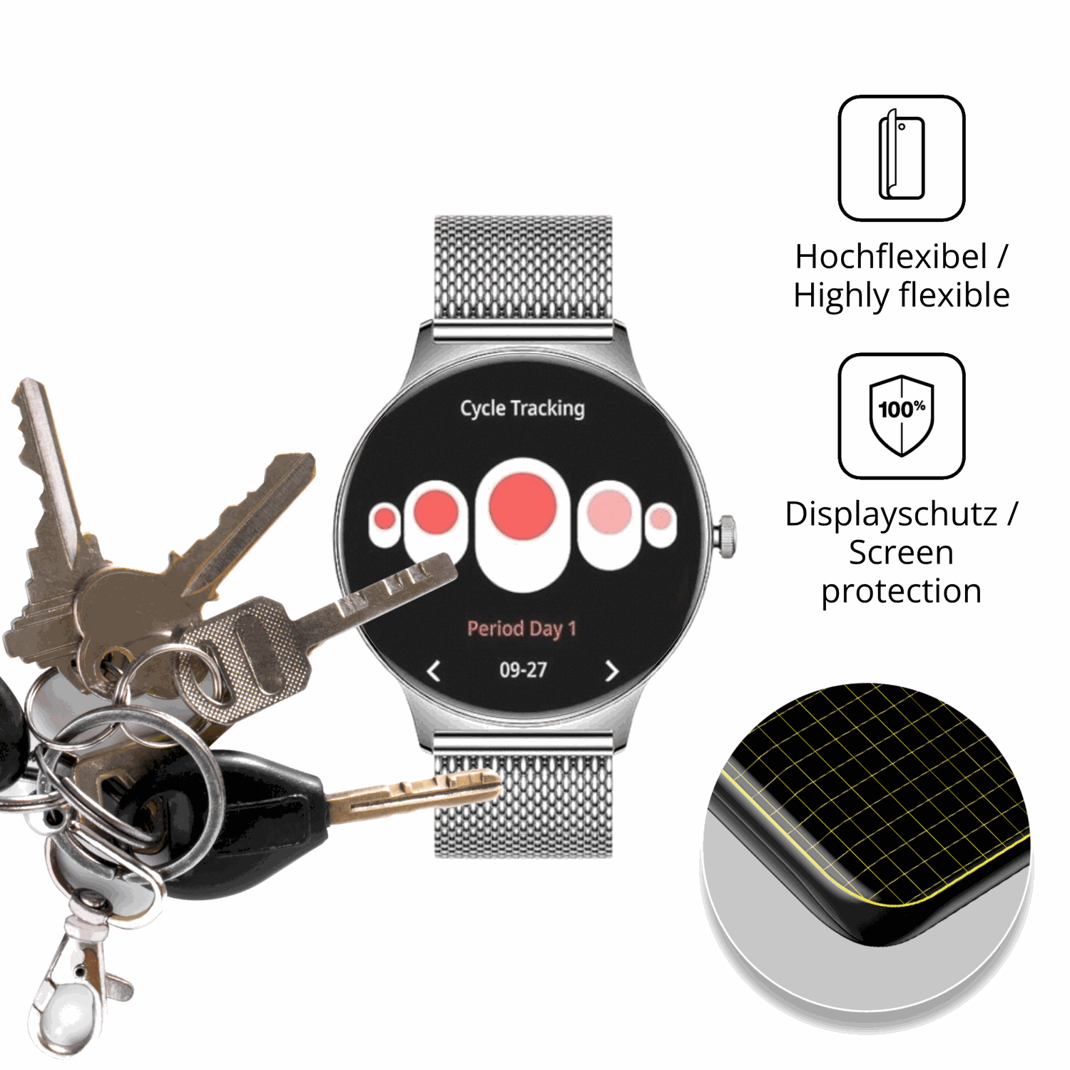 dipos Displayschutz für BENYAR SMART FV12-I, transparente Oberfläche, perfekte Passform auch für die Rundungen