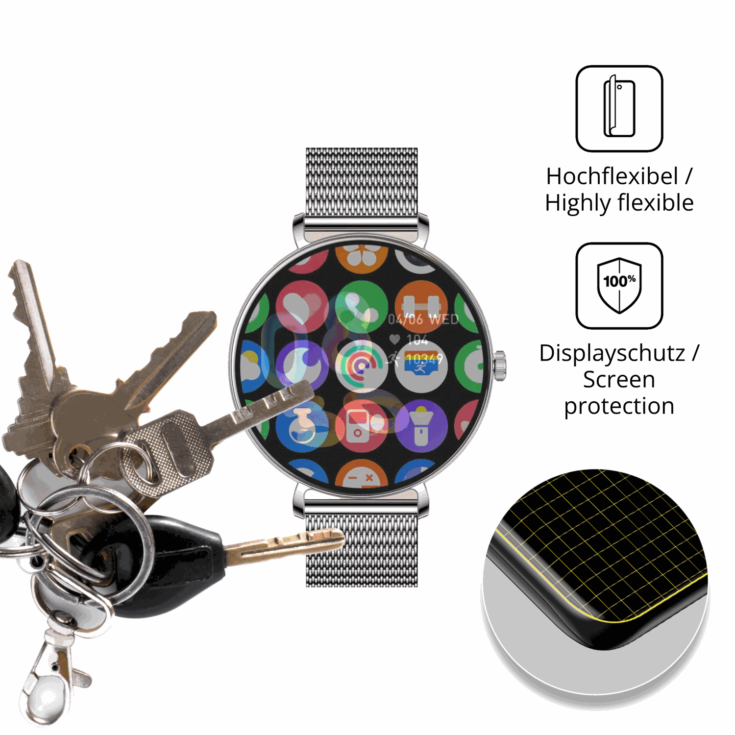 dipos Displayschutz für BENYAR SMART FV17, transparente Oberfläche, perfekte Passform auch für die Rundungen
