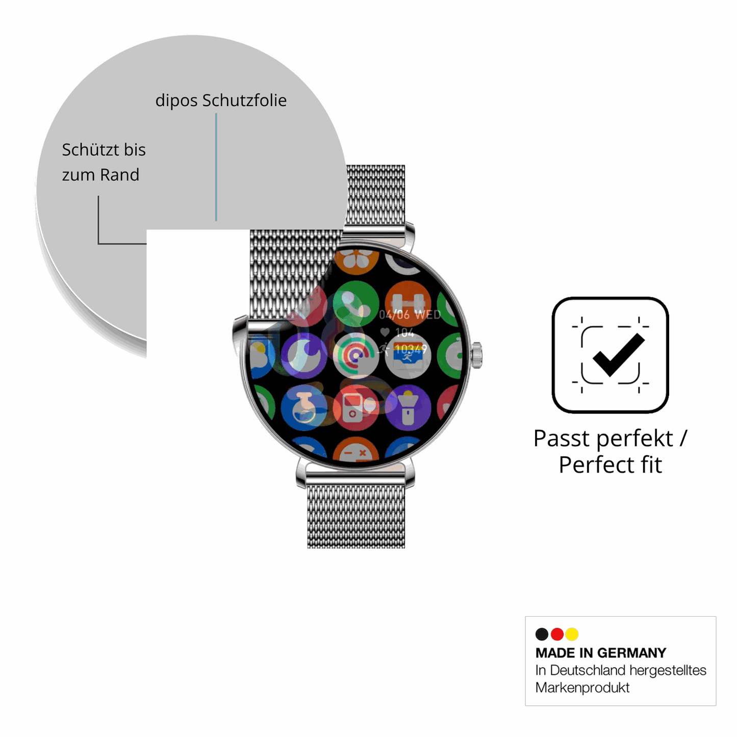 Schutzfolie mit optimaler Passform, zur Verwendung mit Hüllen geeignet