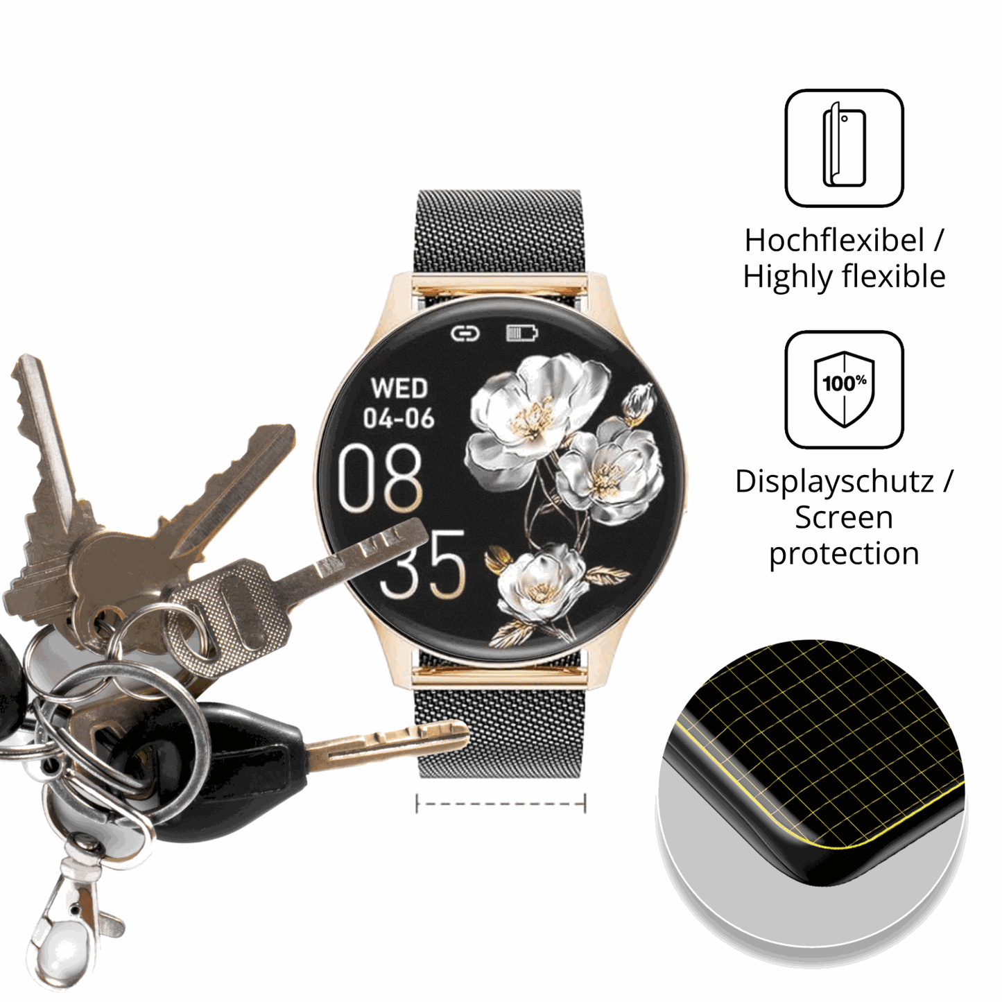 dipos Displayschutz für BENYAR SMART FV21, transparente Oberfläche, perfekte Passform auch für die Rundungen