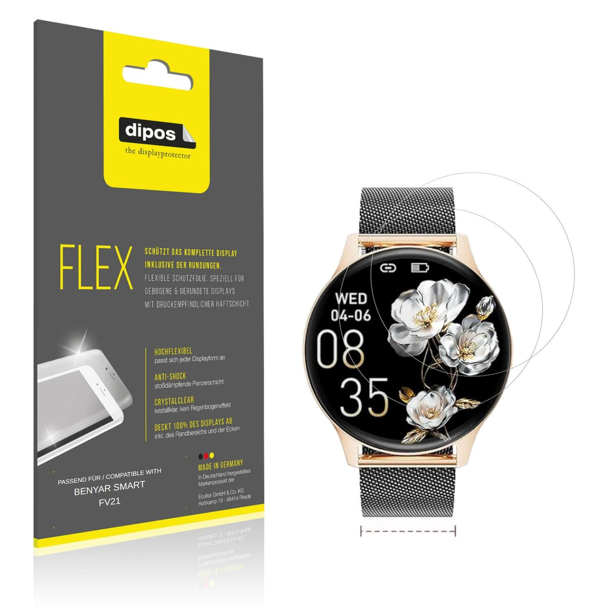 Klare Displayschutzfolie von dipos passend für BENYAR SMART FV21, 100% Displayabdeckung und blasenfreie Montage