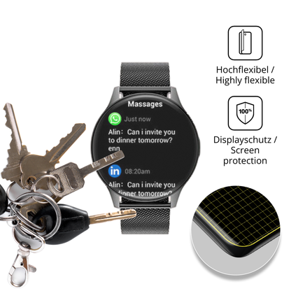 dipos Displayschutz für BENYAR SMART Smartwatch Damen 2025, transparente Oberfläche, perfekte Passform auch für die Rundungen